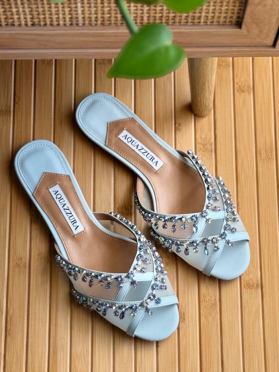 Aquazzura Temptation Crystal Flat Sandals