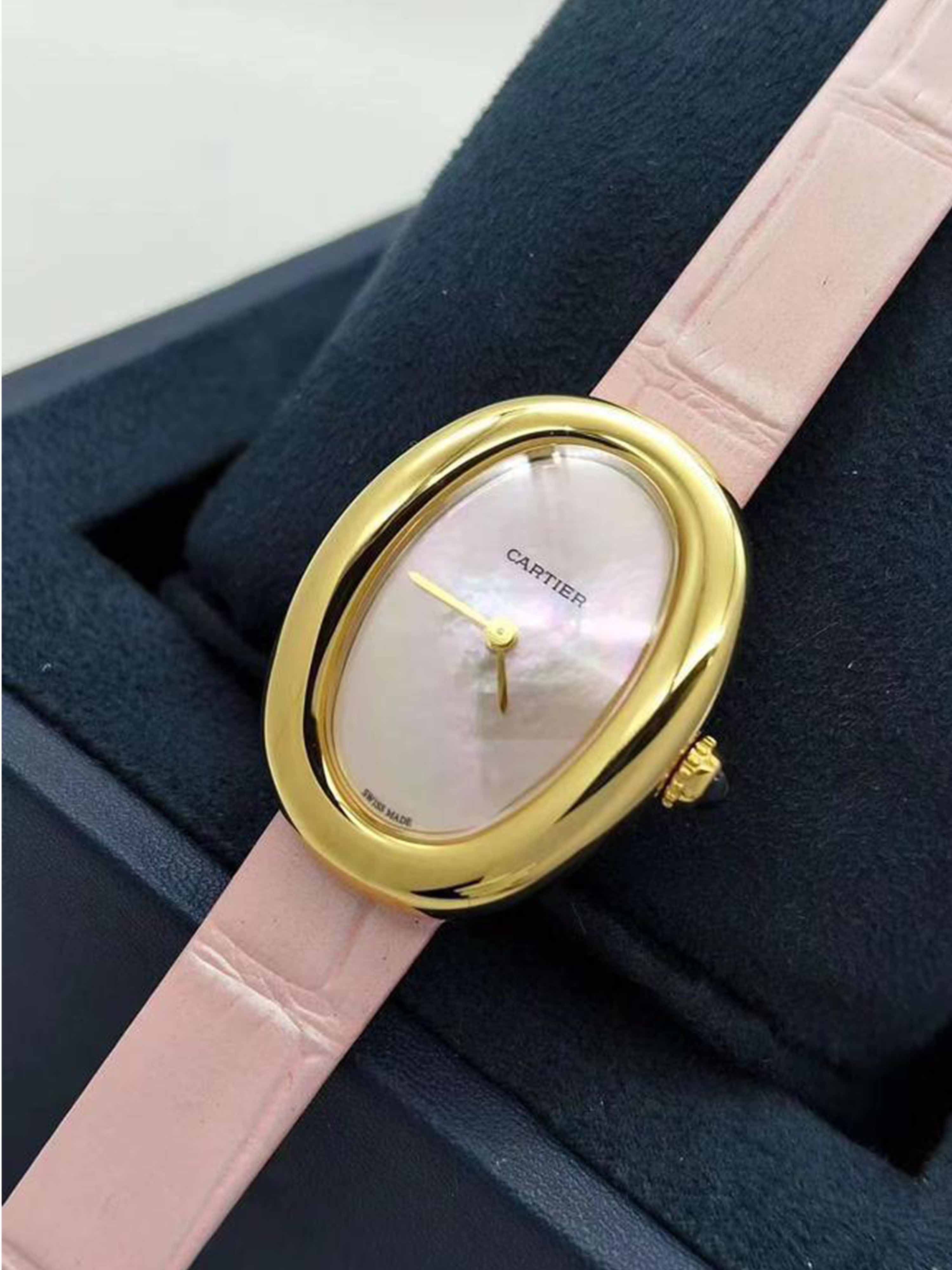 Cartier Baignoire Gold Case Watch – Pink Leather Strap