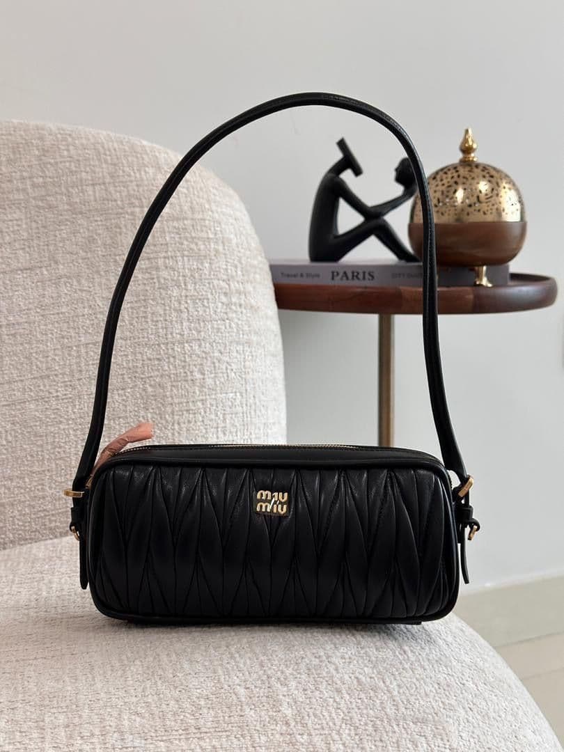 Miu Miu Matelassé Barrel Shoulder Bag – Nappa Leather Design
