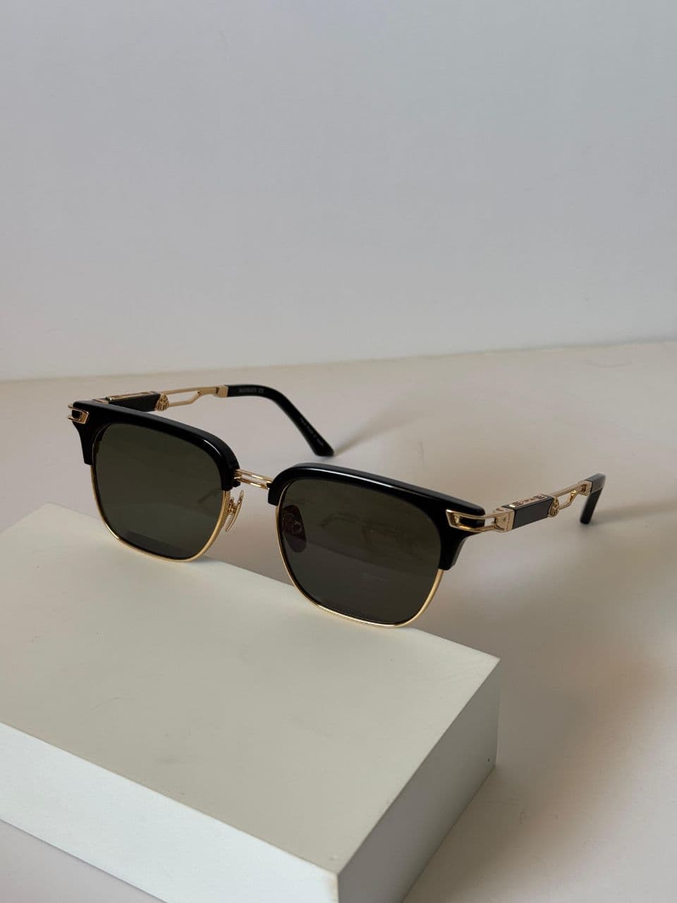 Maybach Square Metal-Acetate Sunglasses with Gold Detail