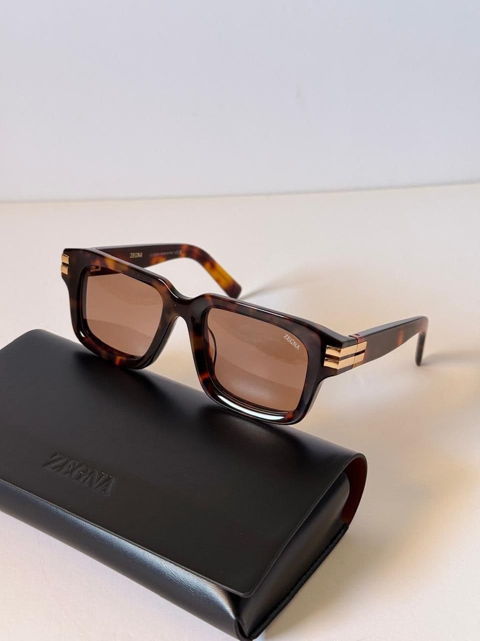 Ermenegildo Zegna Square Full-Rim Acetate Sunglasses