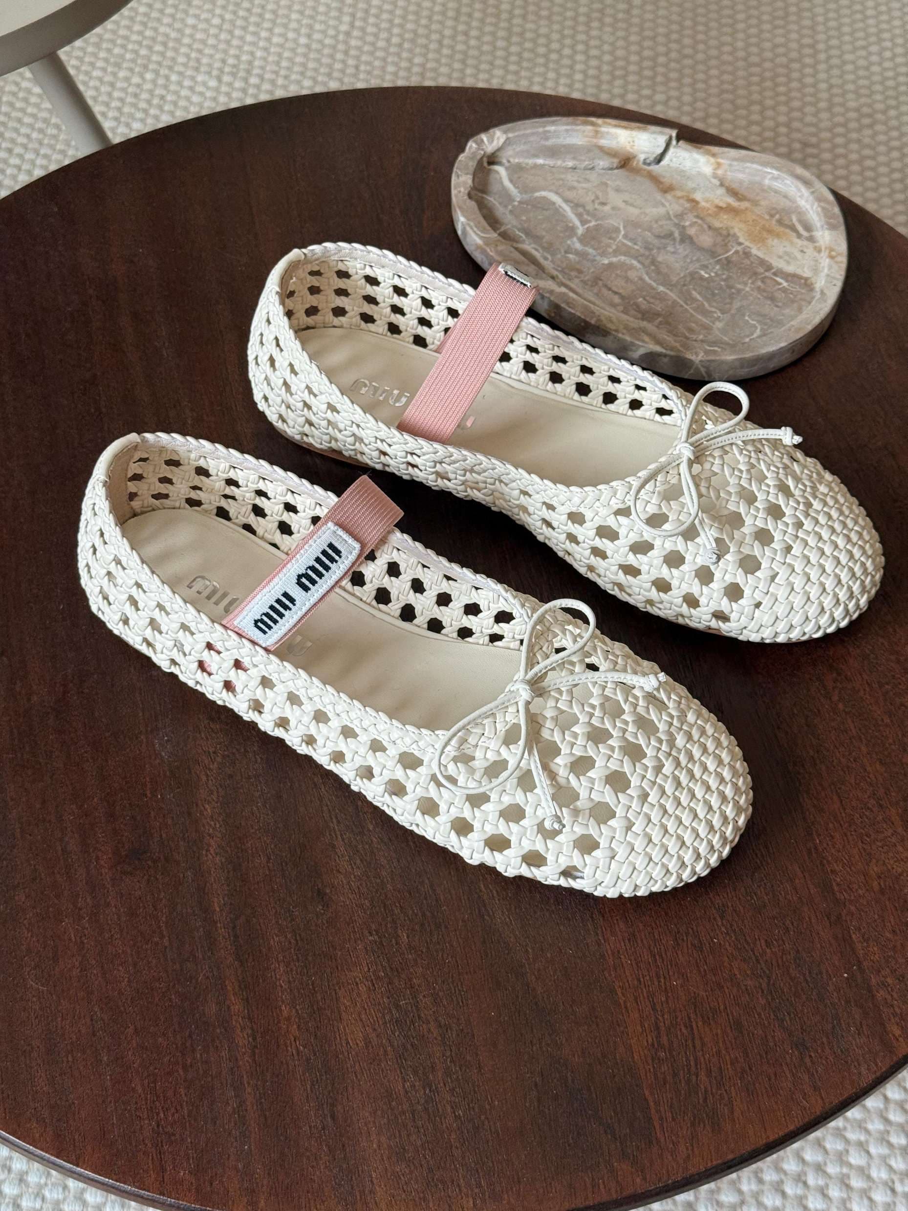 Miu Miu Woven nappa  leather ballerinas
