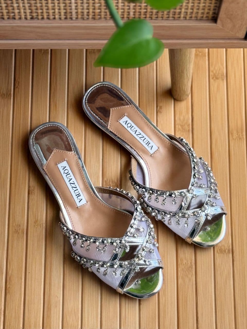 Aquazzura Temptation Crystal Flat Sandals