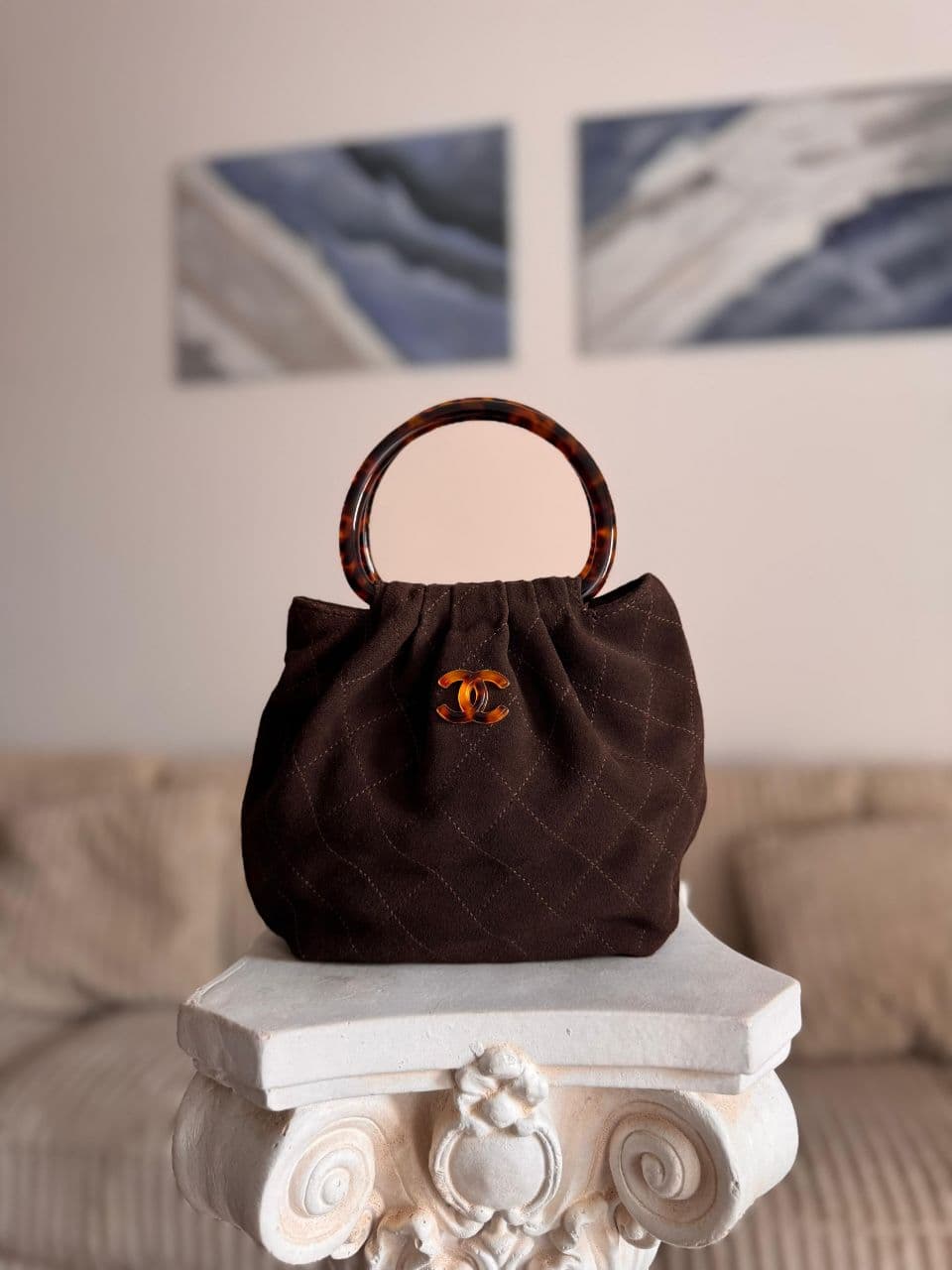 Chanel Hobo Bag with Resin Ring Handle – Quilted Mini Hobo (Leather & Velvet, All Colors)