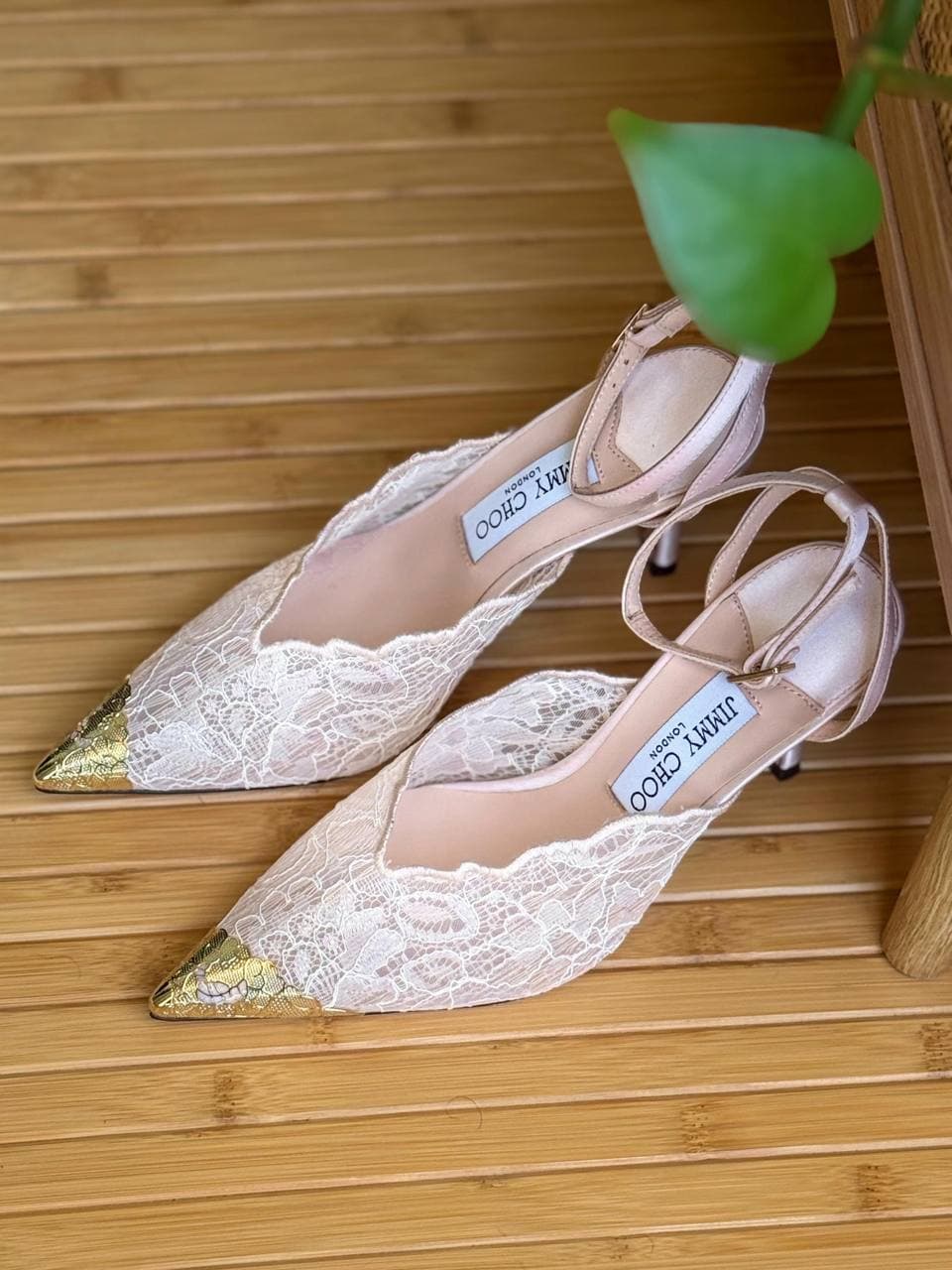 Jimmy Choo Bing Lace Crystal Toe Slingback Pumps