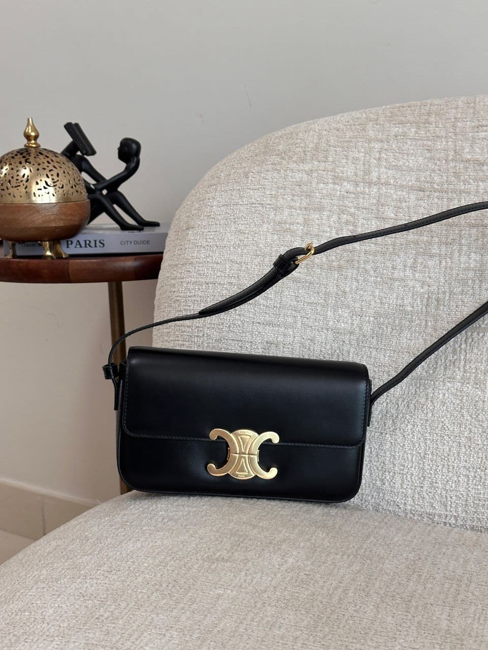 Celine Triomphe Mini Shoulder Bag with Leather Strap