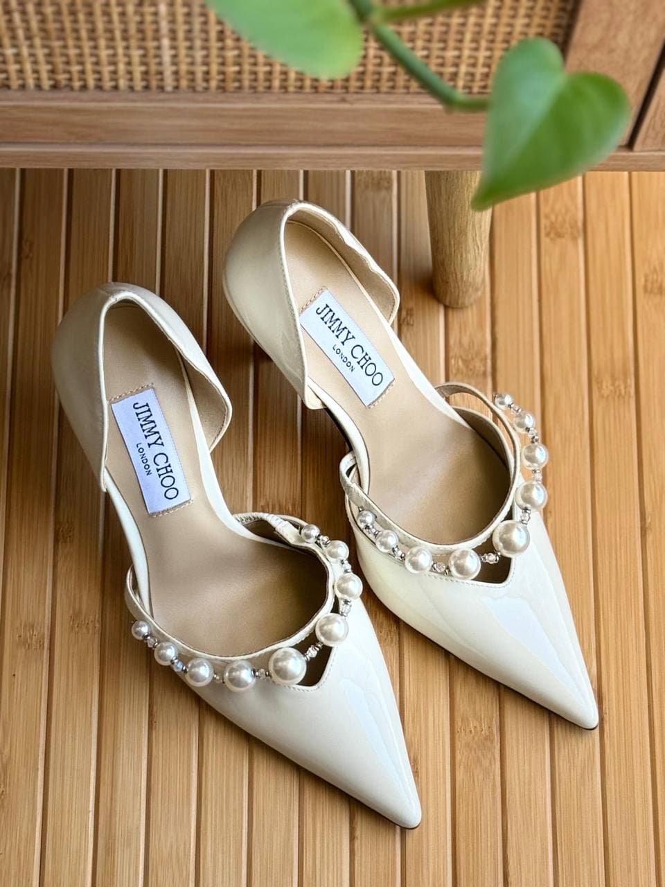 Jimmy Choo Aurelie Pearl Embellished Patent Leather Pumps
