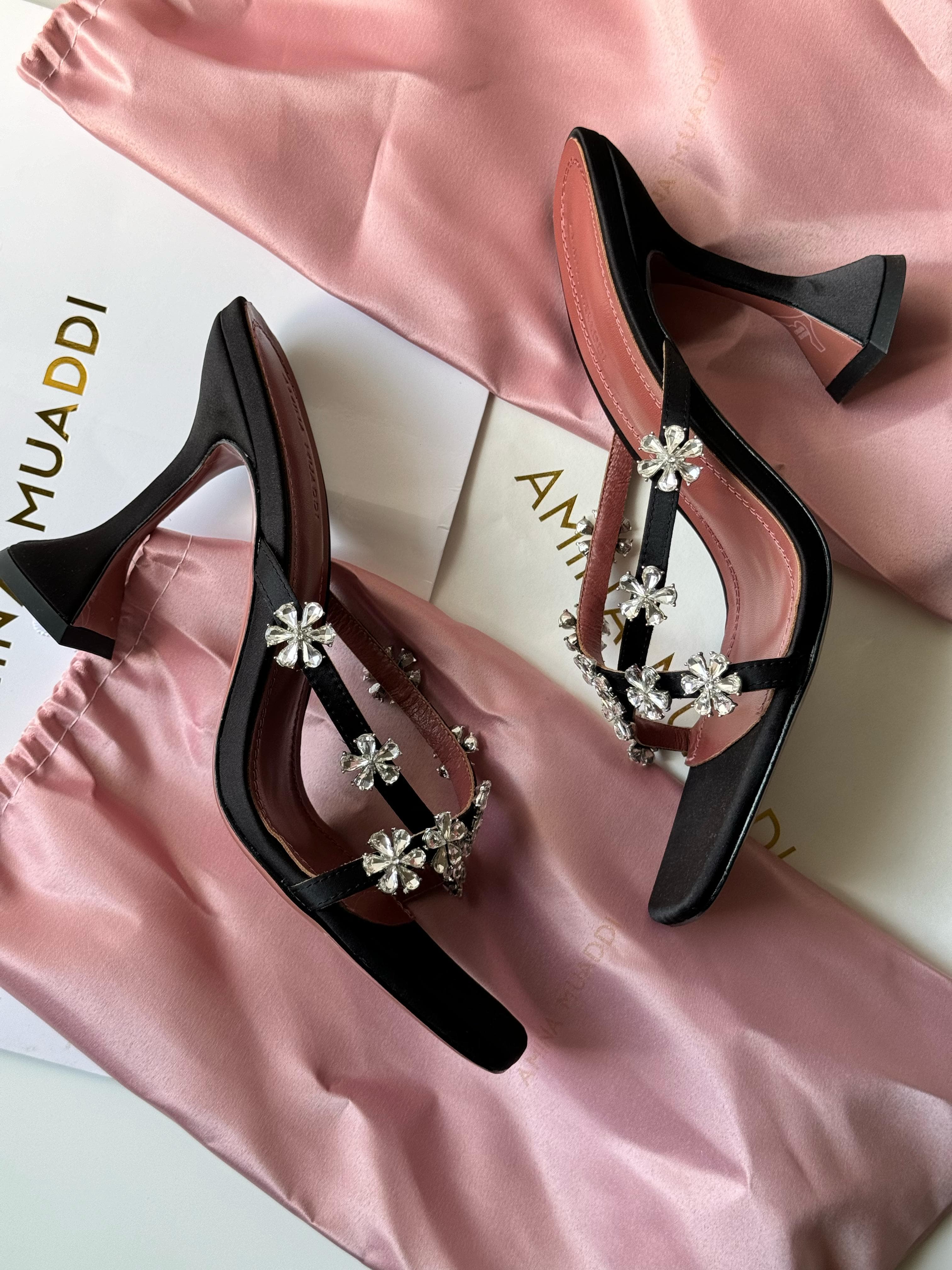 Amina Muaddi Lily Heels – Iconic Glamour with Sculpted Elegance