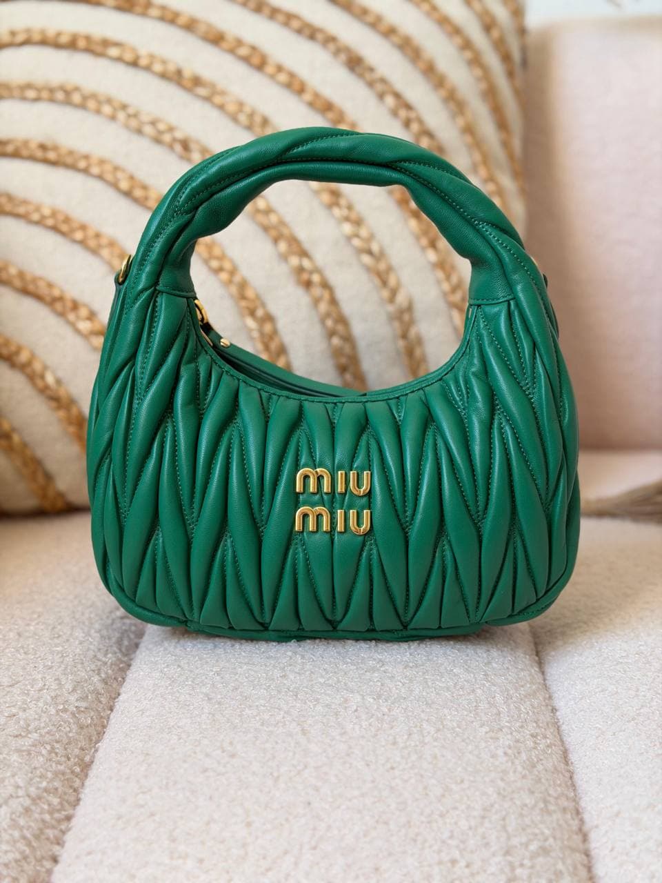 Miu Miu Wander Matelassé Mini Hobo Bag in Nappa Leather