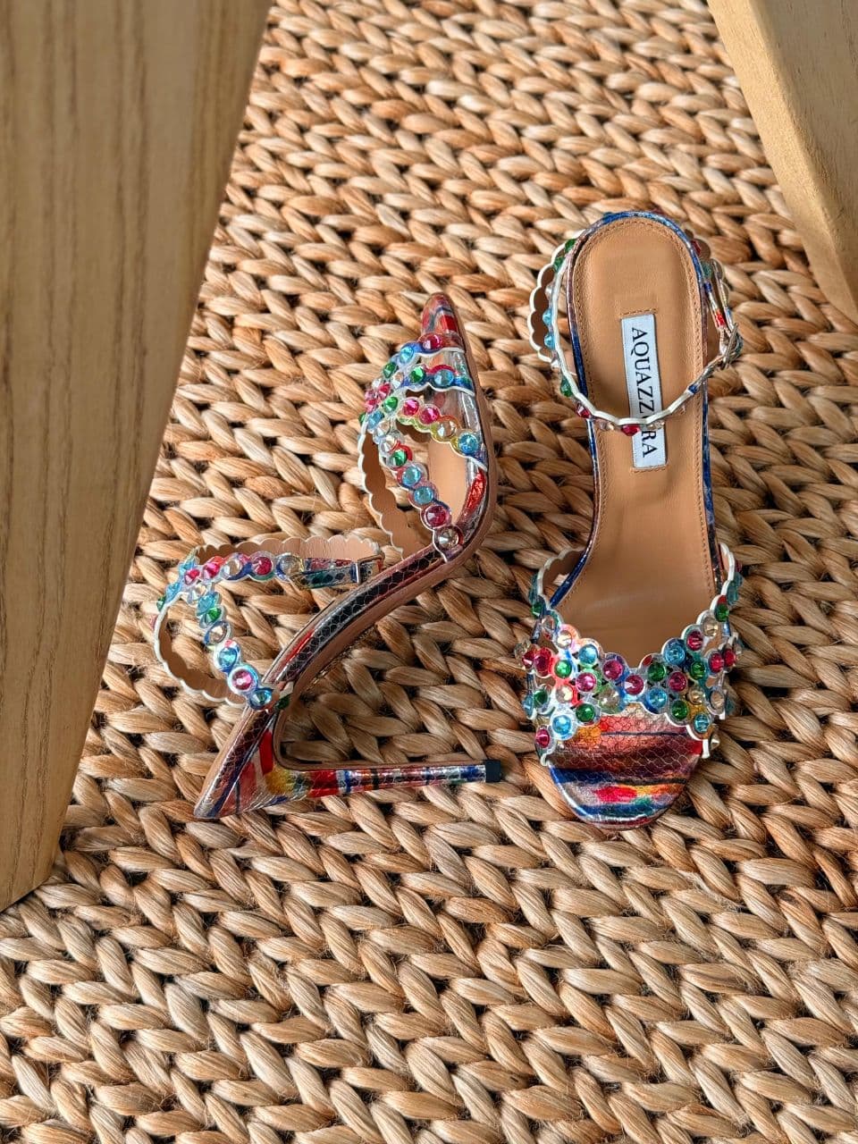 Aquazzura Embellished Slingback Sandals – Signature Crystal Detail Design