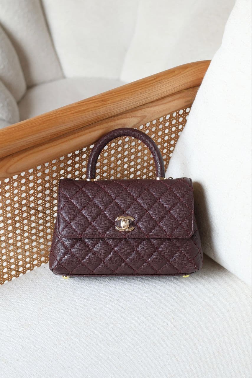 CHANEL Quilted Top Handle Bag 23cm