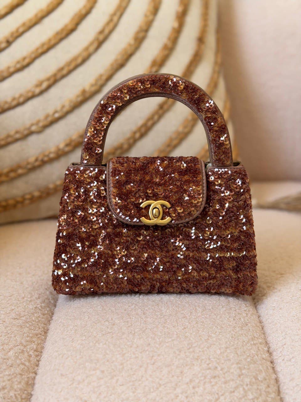 Chanel Mini Top Handle Sequin Flap Bag