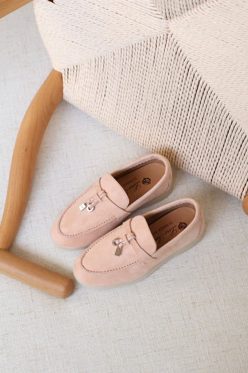 Loro Piana Kids Suede Summer Charms Walk Loafers