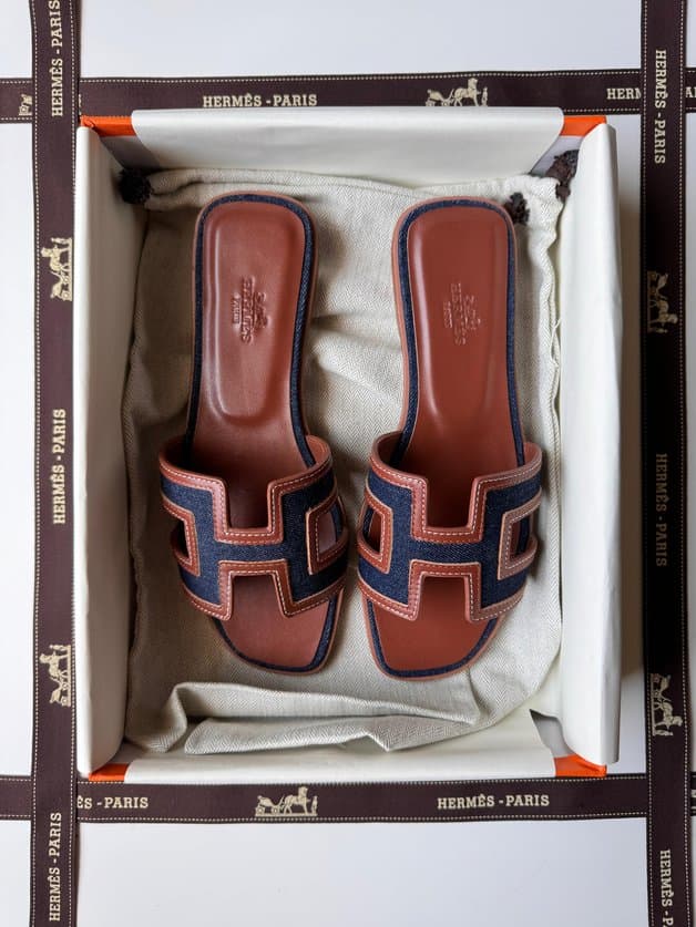 Hermes Oran Sandal Canvas