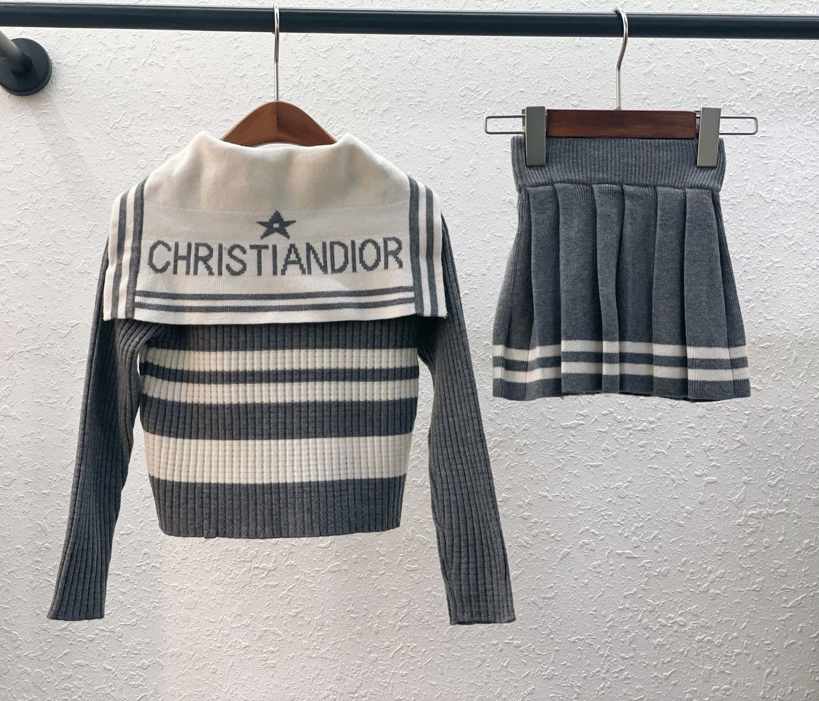 Dior Kids Sailor Knit Set – Top & Skirt – New Collection (Two Colors)