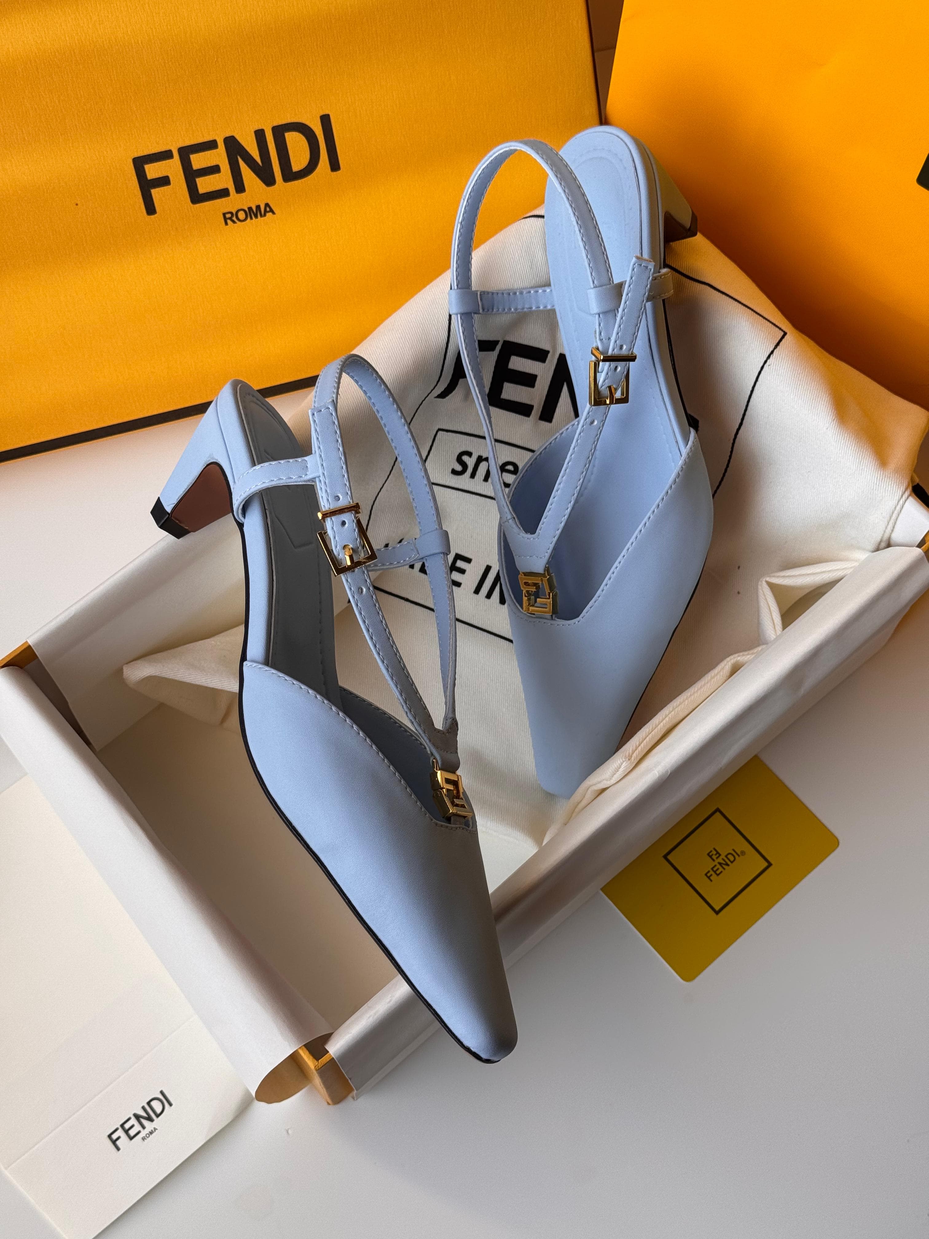 Fendi Fold Slingback Low Heel