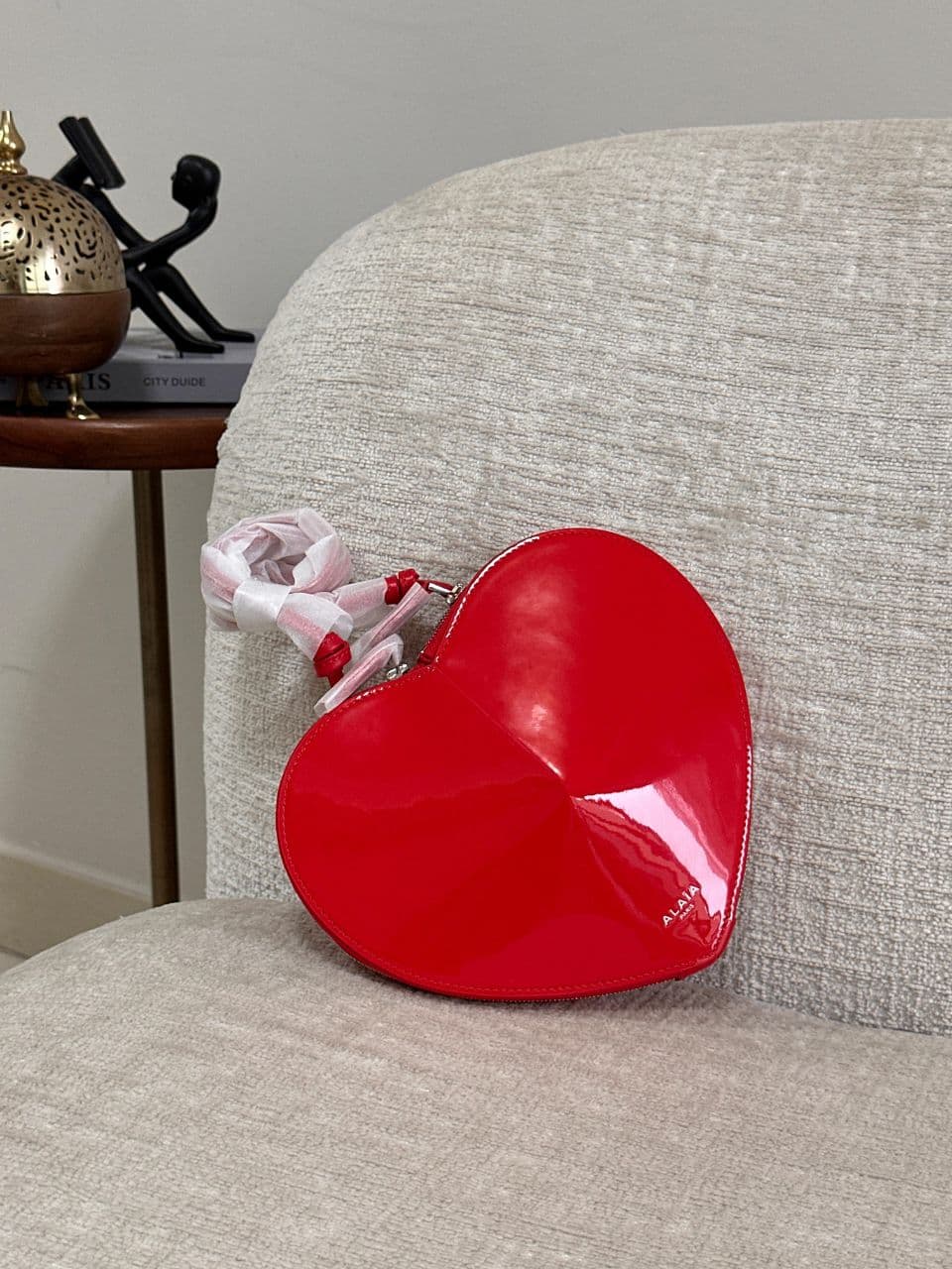 Alaïa Le Coeur Patent Leather Heart-Shaped Shoulder Bag