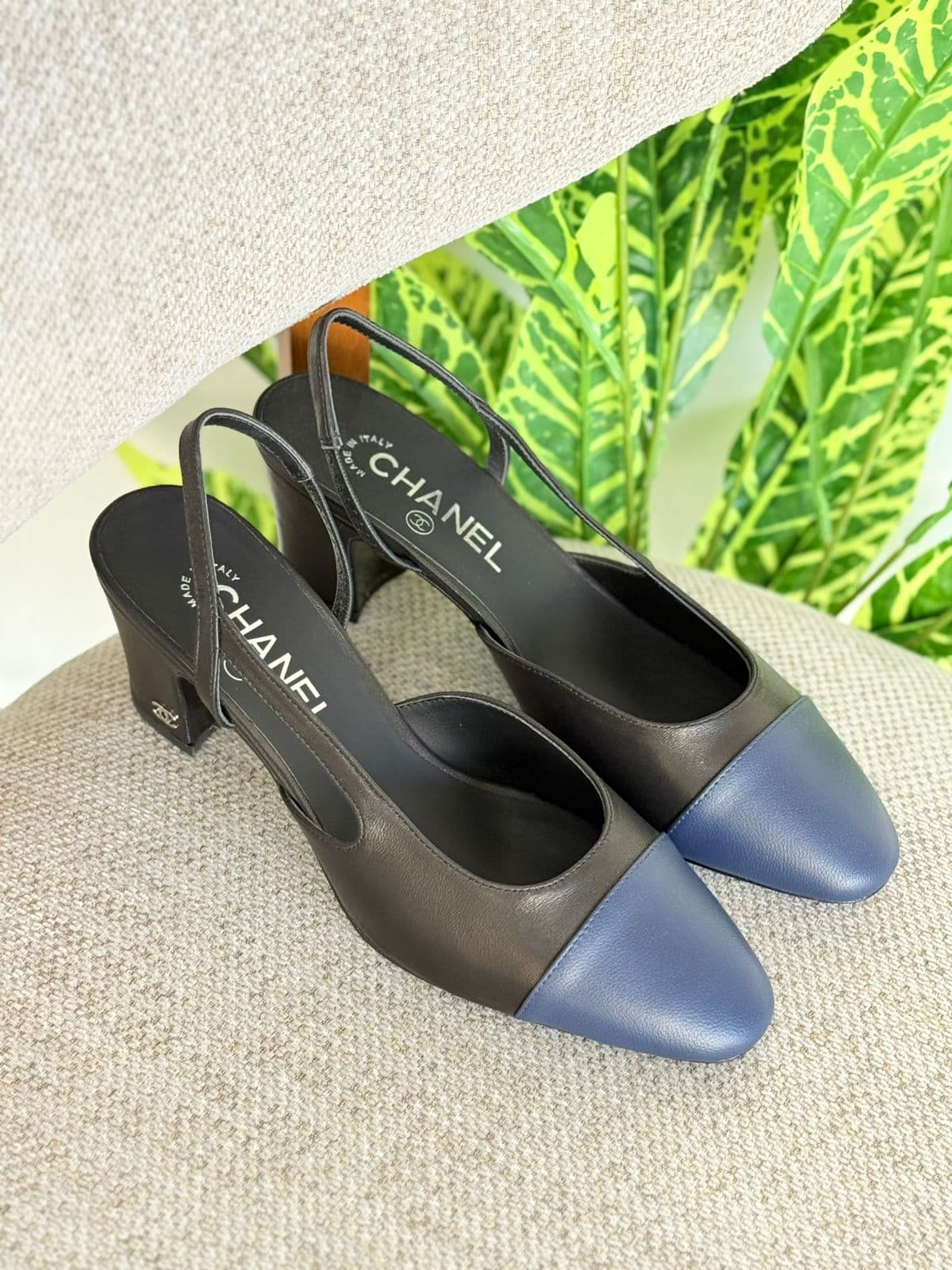 Chanel Slingback Heels – Classic Two-Tone Leather Collection
