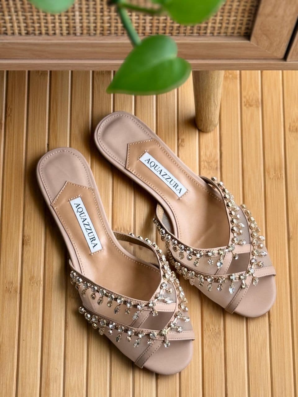 Aquazzura Temptation Crystal Flat Sandals