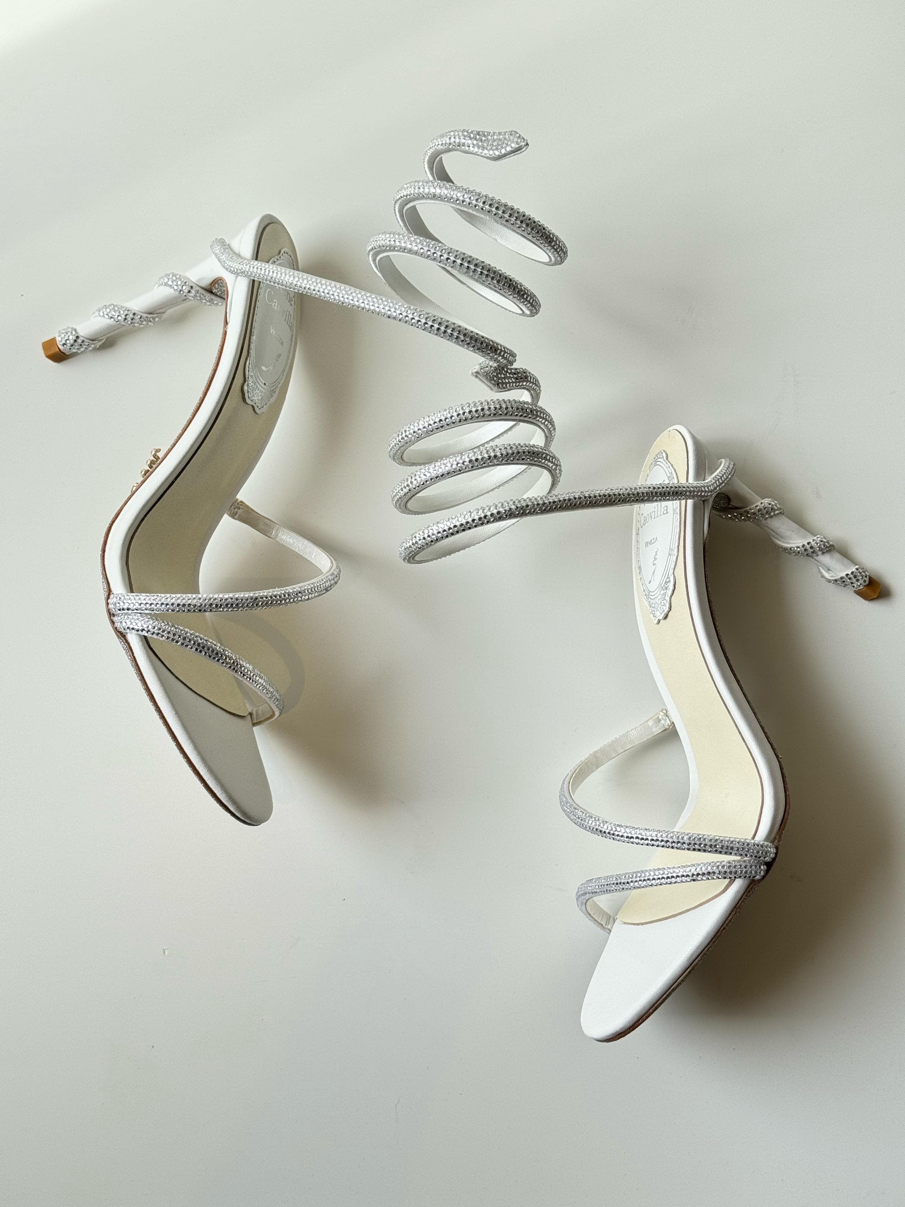 Rene Caovilla Leather Sandal – Crystal Elegance in Italian Craft