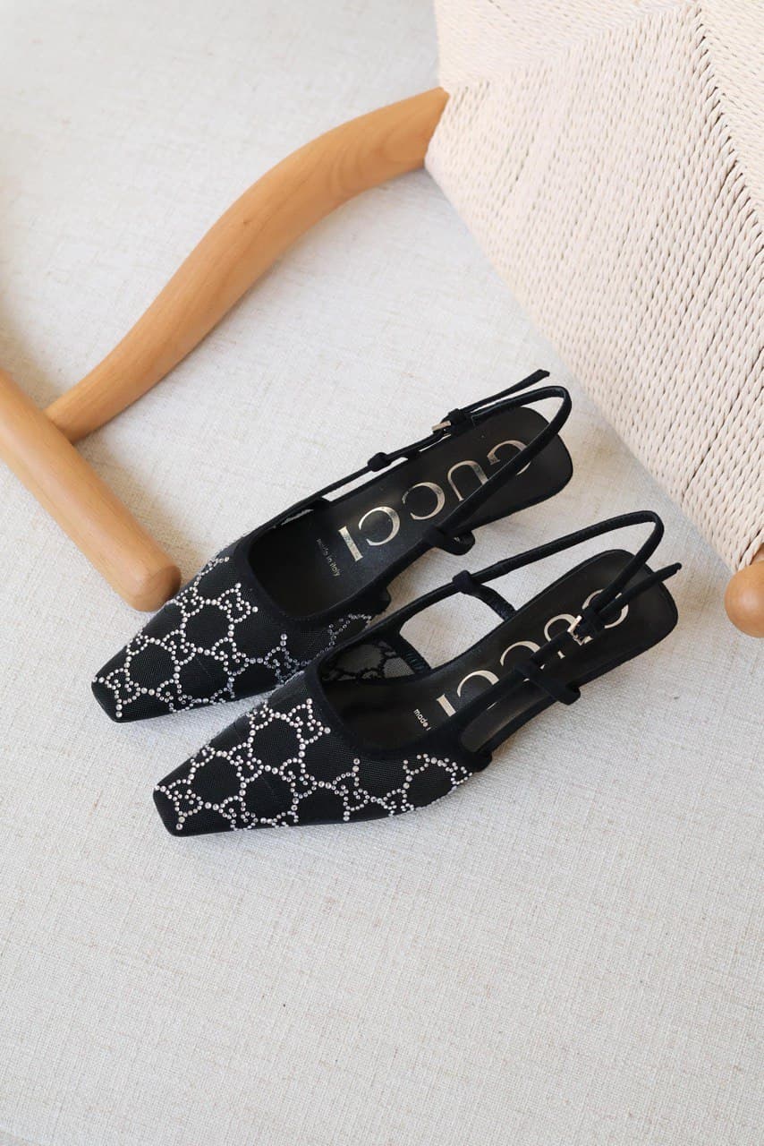 Gucci GG Crystal Slingback Low Heel