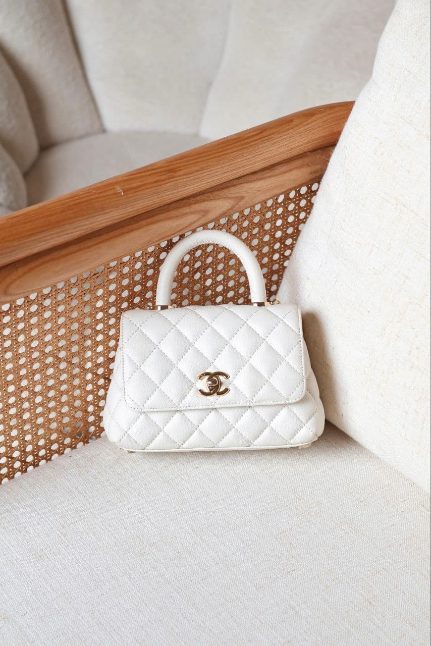 CHANEL Quilted Top Handle Mini Bag 19cm