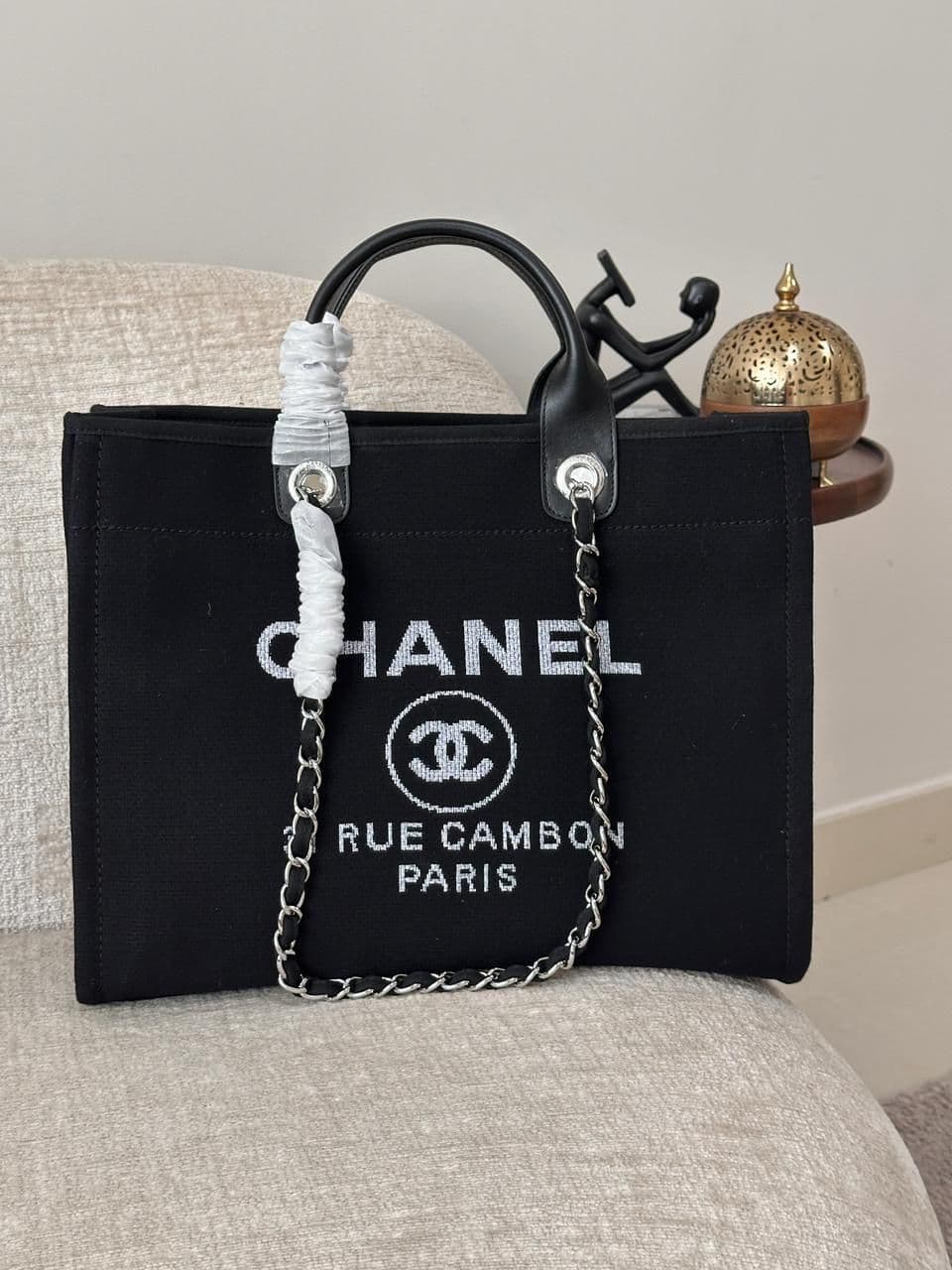 Chanel Deauville Style Tote Bag with Pearl Logo
