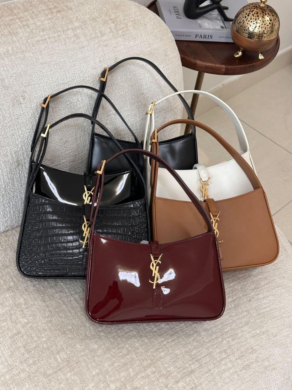 Saint Laurent YSL Cassandre Shoulder Bag – Shiny & Crock Leather Edition