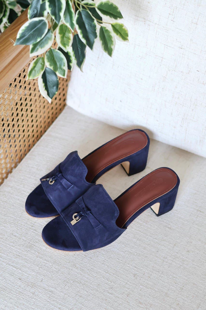 Loro Piana Summer Charms Heeled Sandal – Suede Goatskin Mule