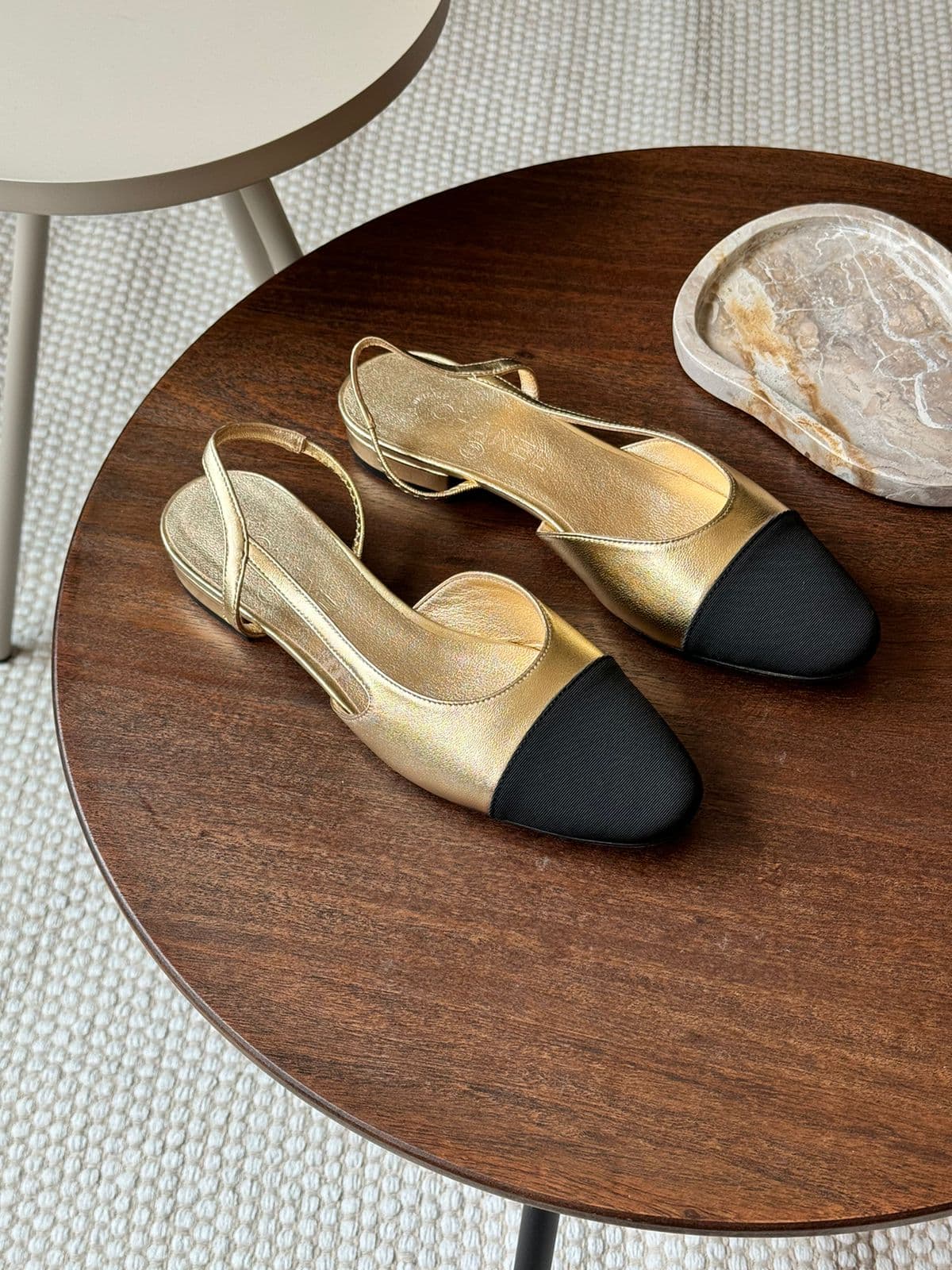 Chanel Slingback Pumps – Metallic Leather Gold Edition