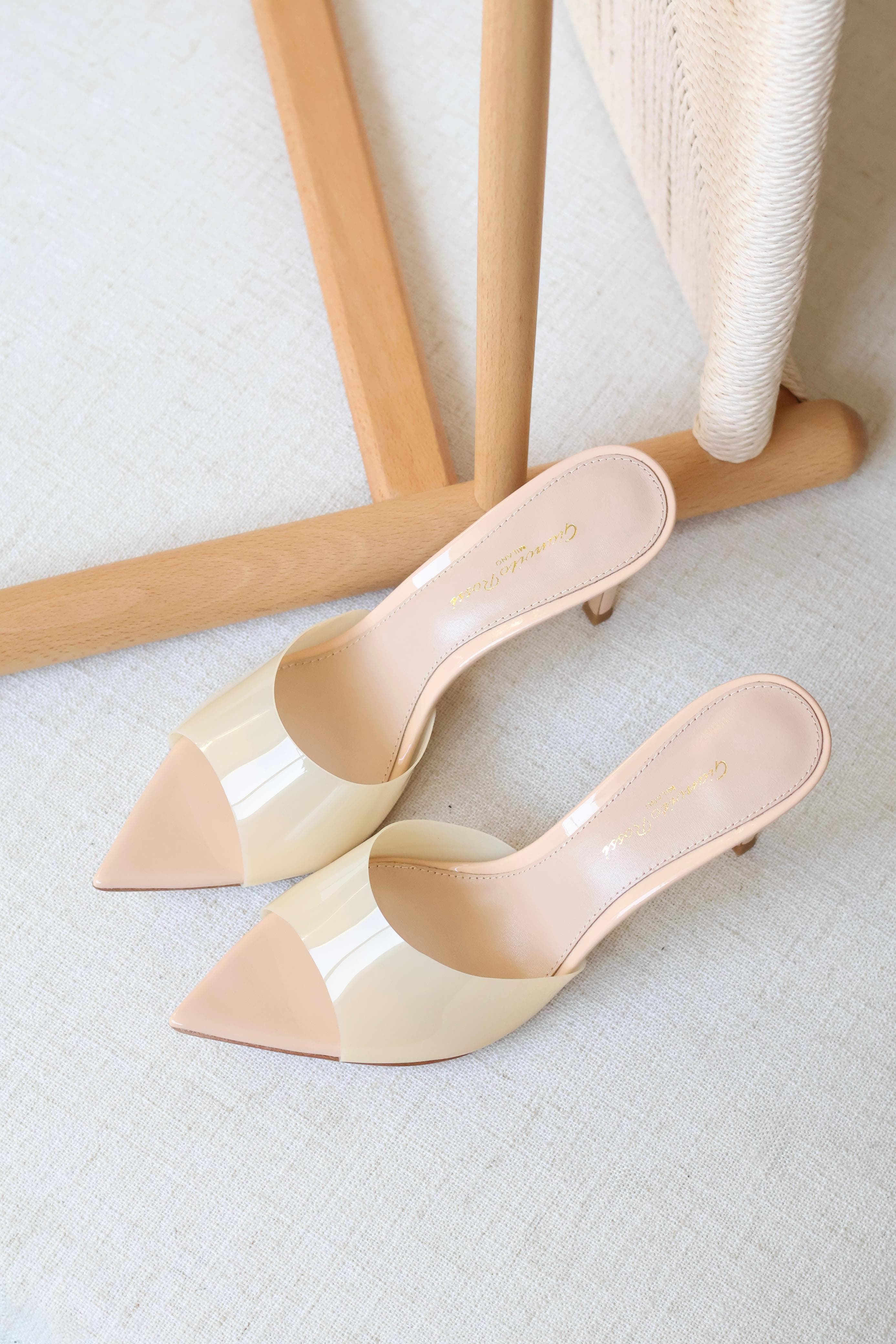 Gianvito Rossi Women’s Transparent Heel Mules – Pointed Toe