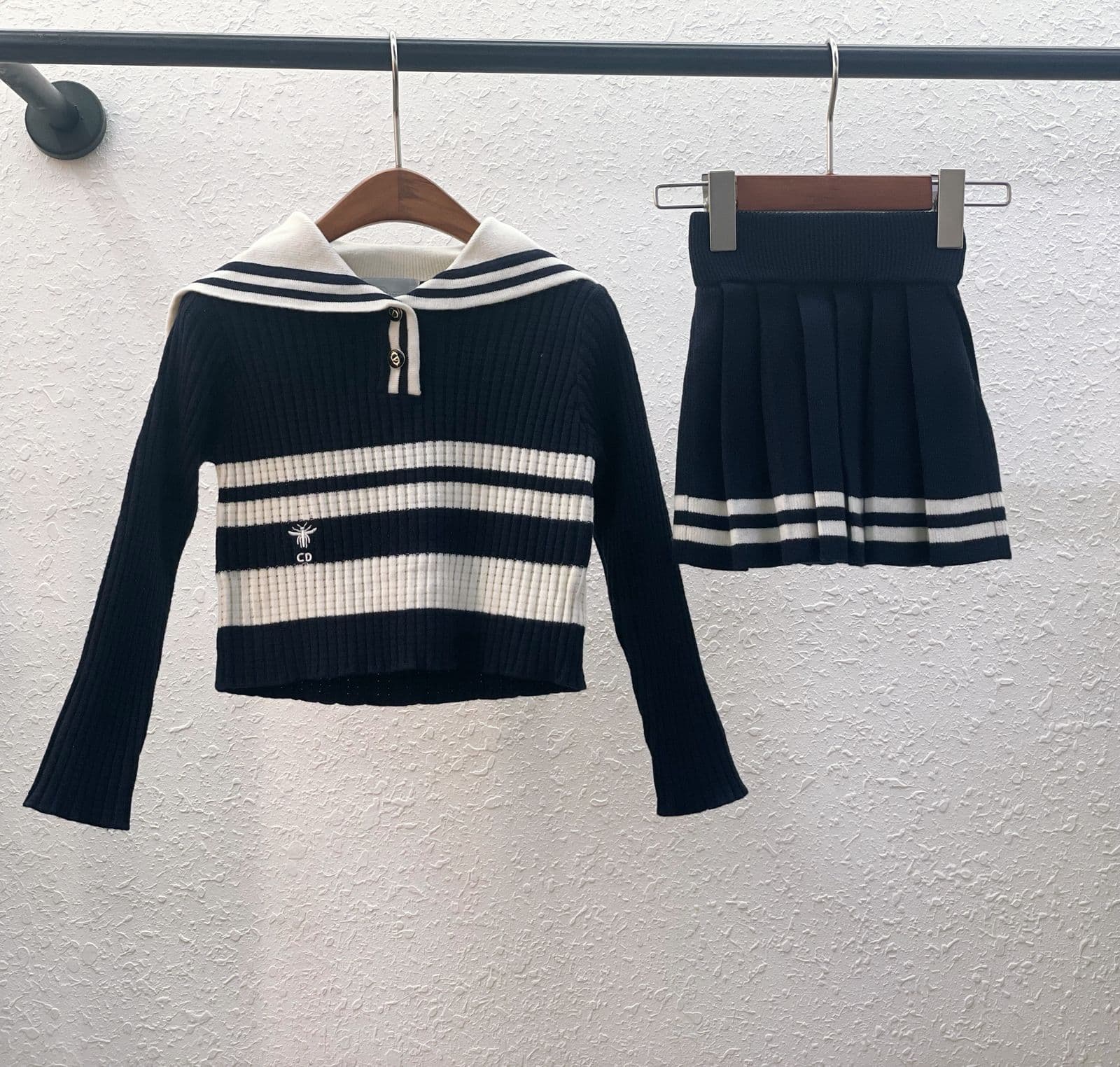 Dior Kids Sailor Knit Set – Top & Skirt – New Collection (Two Colors)