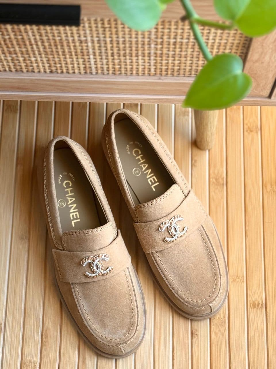 Chanel CC Logo Classic Suede Loafers