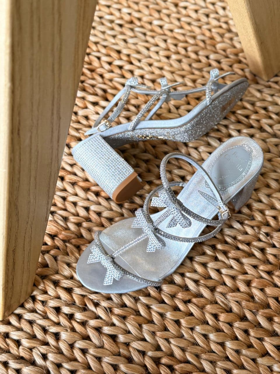 Rene Caovilla Crystal Bow Sandals – Luxury Evening Heels for Women