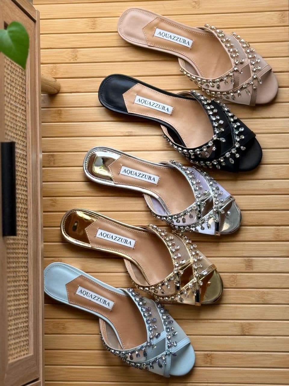 Aquazzura Temptation Crystal Flat Sandals
