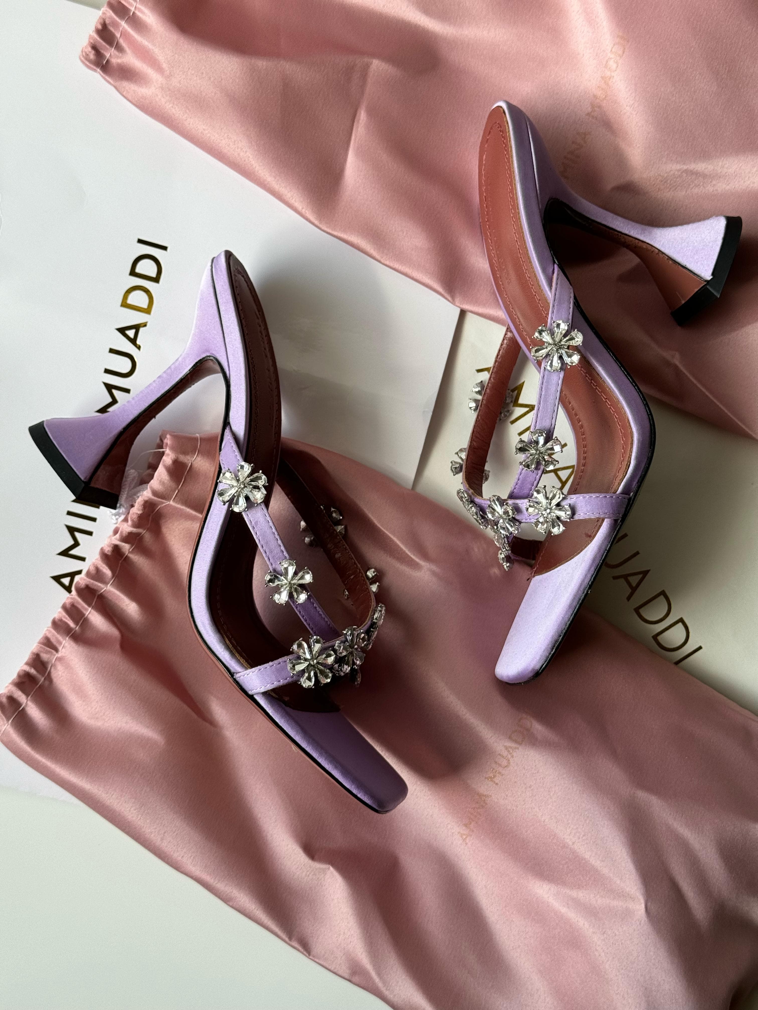 Amina Muaddi Lily Heels – Iconic Glamour with Sculpted Elegance