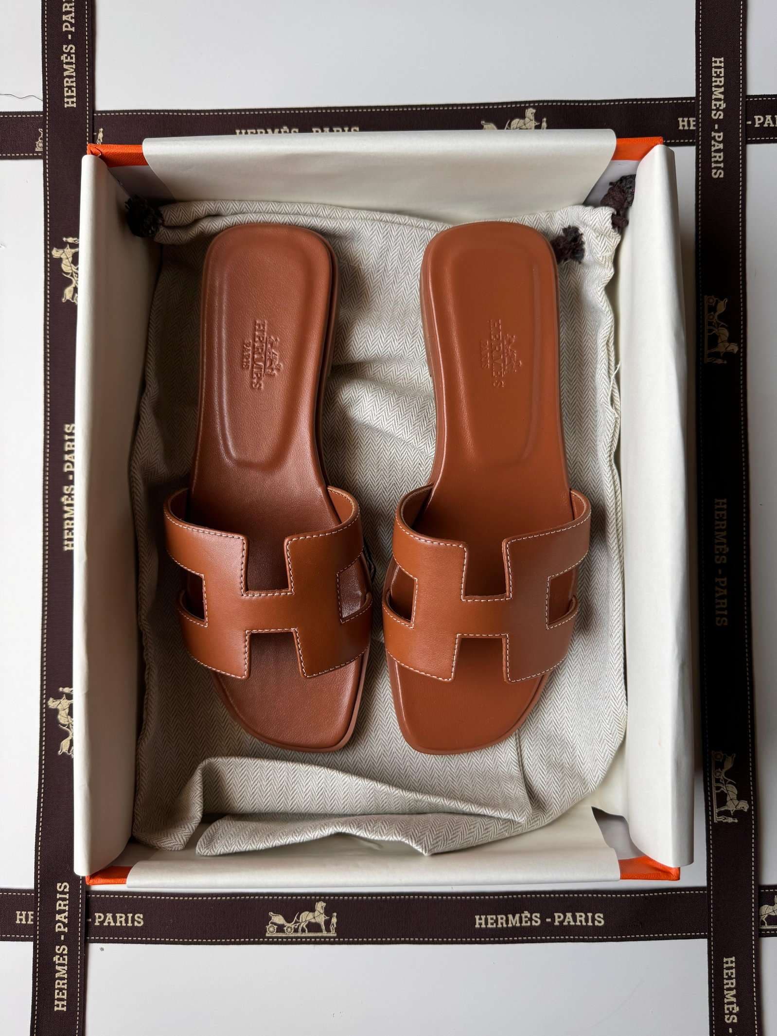 Hermes Oran Sandal Contrast Stitching