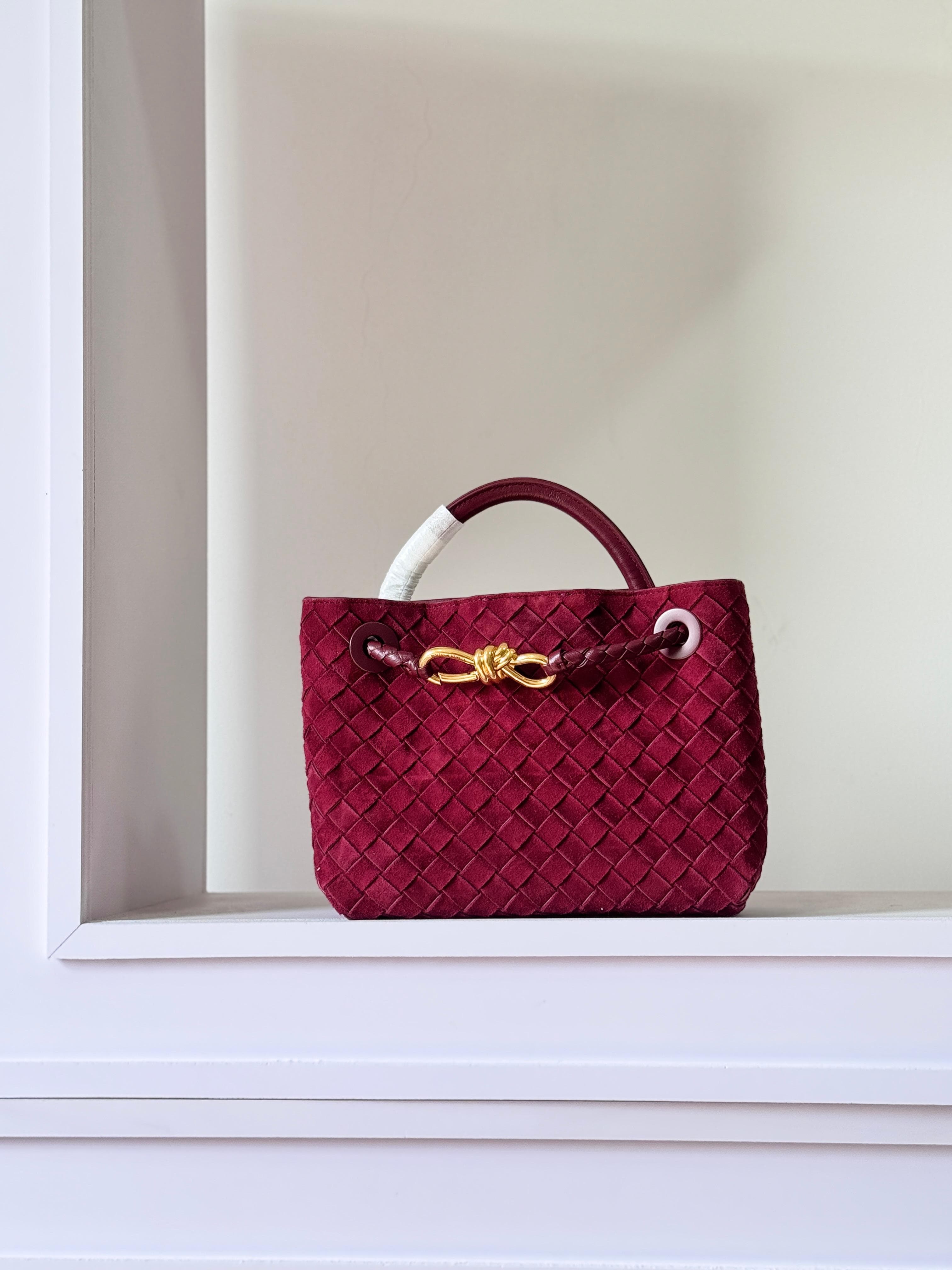 Bottega Veneta Intrecciato Suede Top Handle Bag – Signature Knot Detail