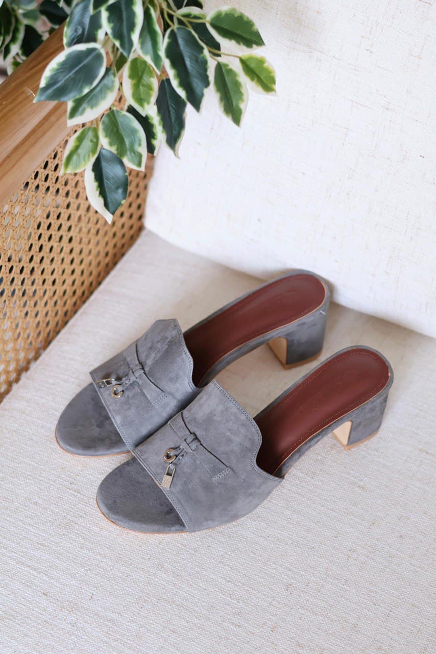 Loro Piana Summer Charms Heeled Sandal – Suede Goatskin Mule