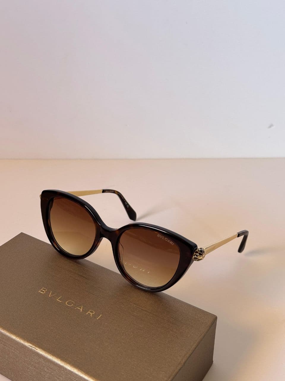 Bvlgari Cat-Eye Sunglasses with Signature Gold Temple Detail