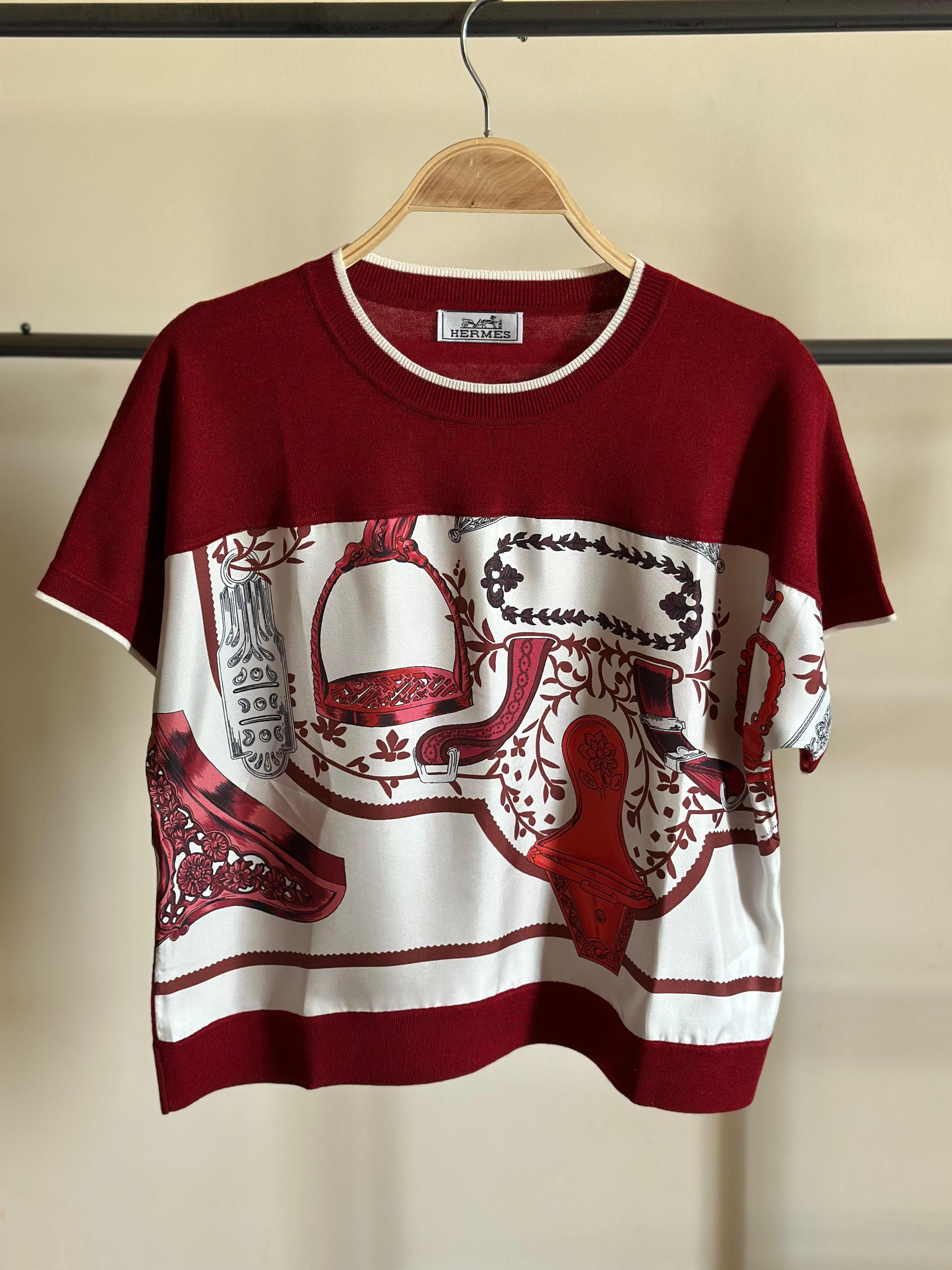 hermes  short-sleeved knit-and-silk T-shirt