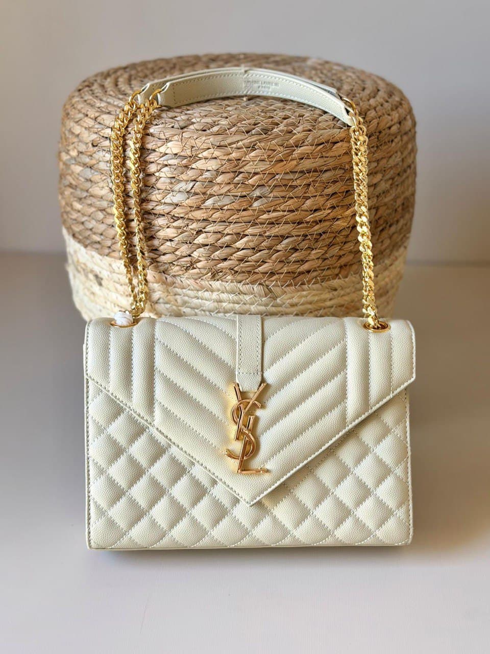 Saint Laurent Medium Envelope Chain Bag in Leather & Suede
