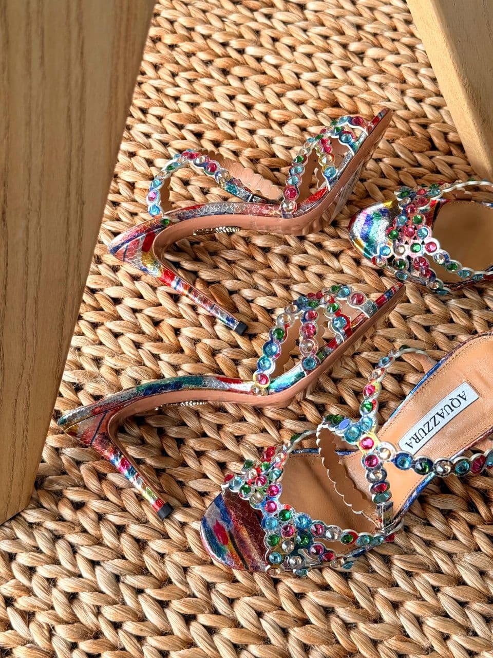 Aquazzura Embellished Slingback Sandals – Signature Crystal Detail Design