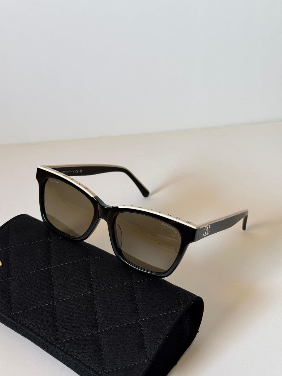 Chanel Rectangular Sunglasses with Metal-Trim Frame and CC Logo