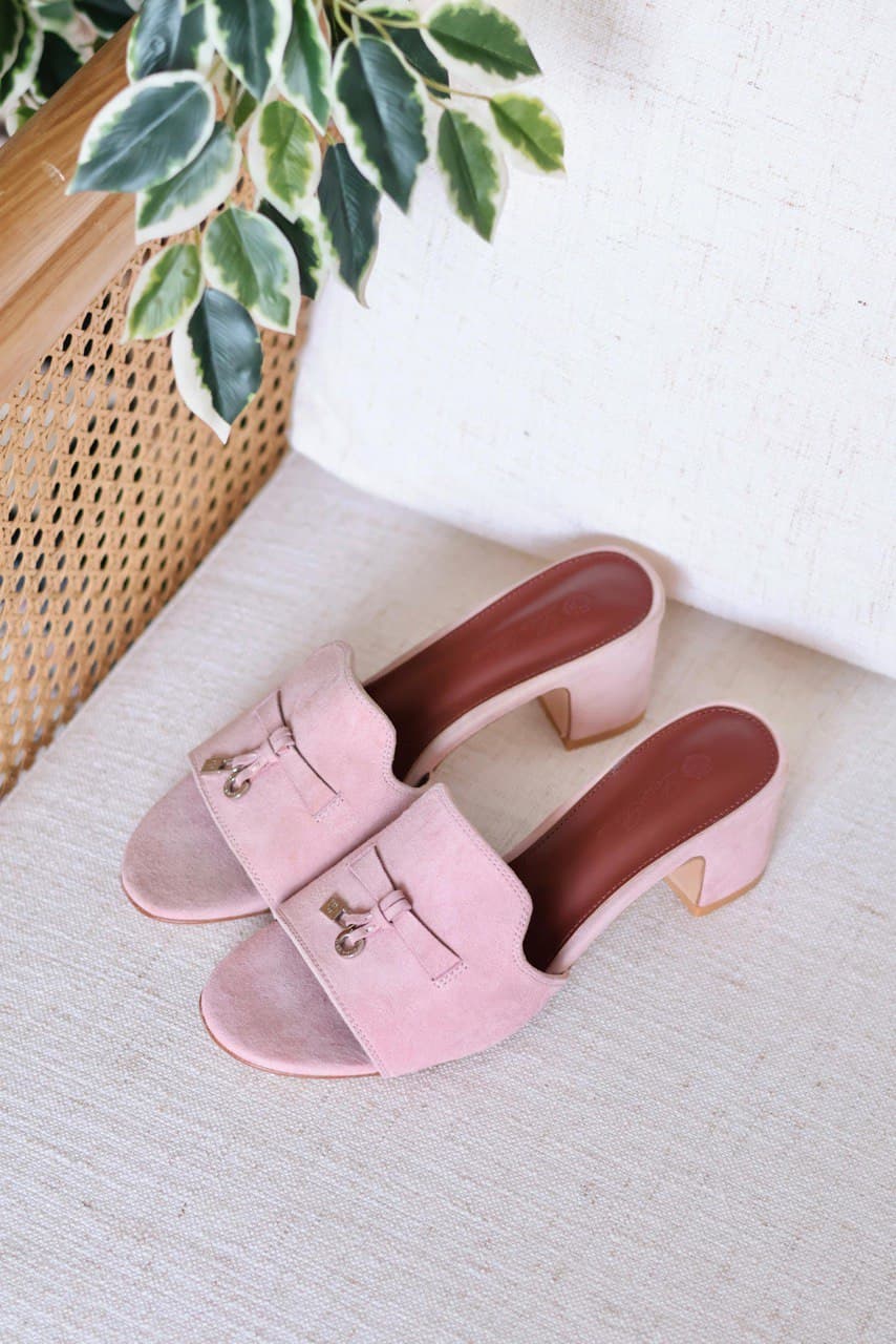 Loro Piana Summer Charms Heeled Sandal – Suede Goatskin Mule