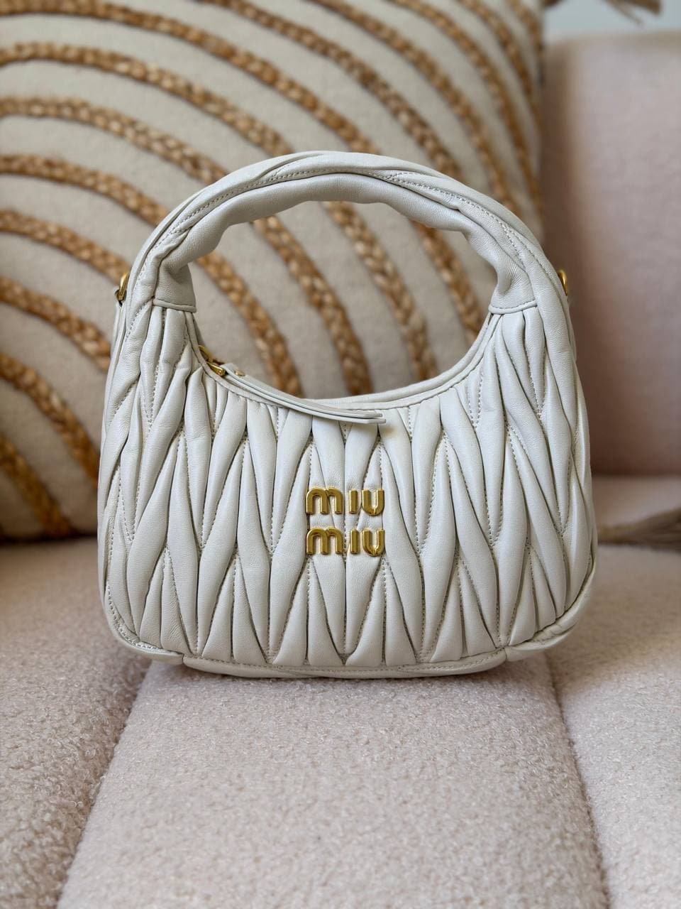 Miu Miu Wander Matelassé Mini Hobo Bag in Nappa Leather
