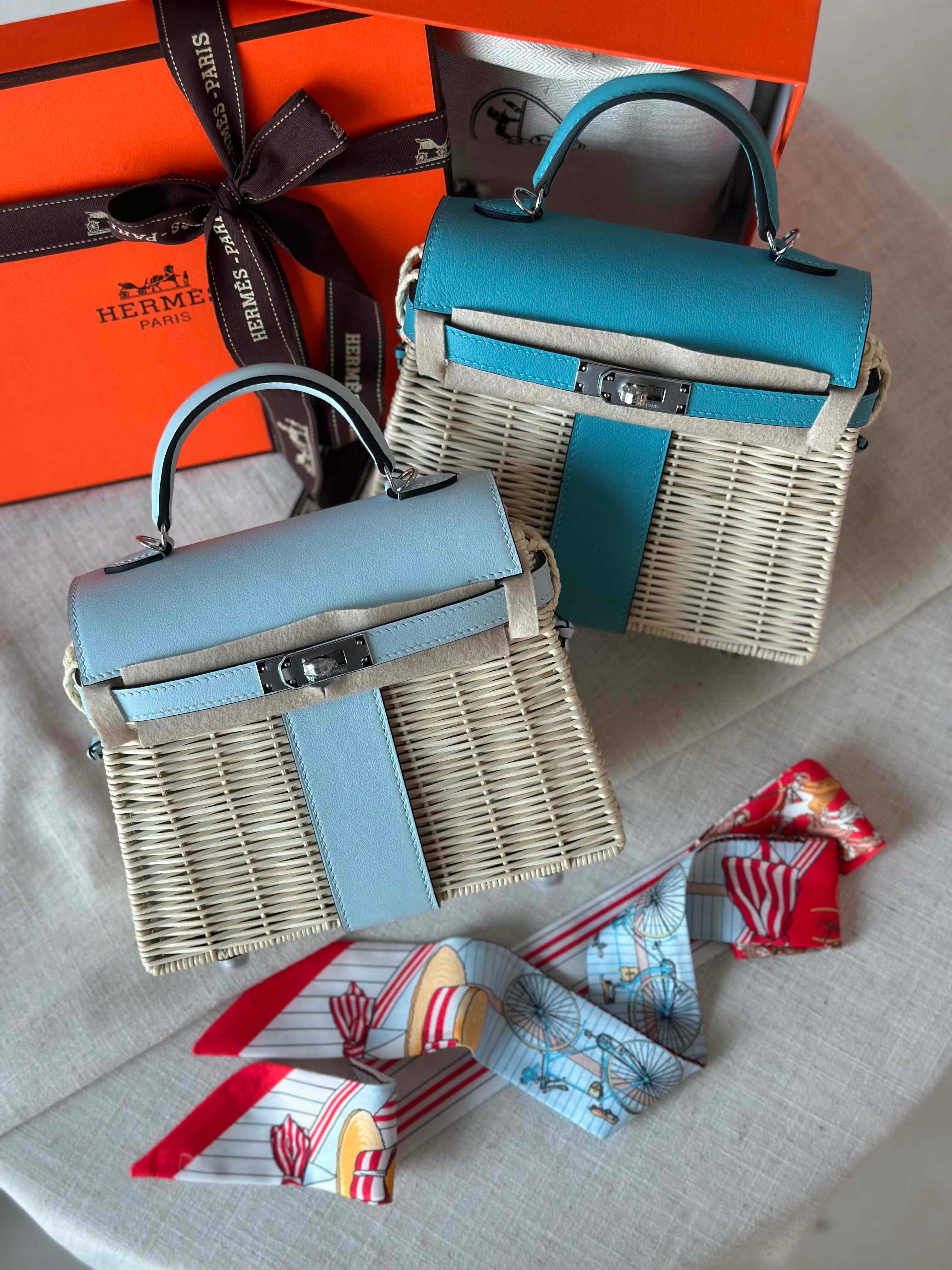 Hermès Mini Kelly Picnic Swift & Wicker Handbag