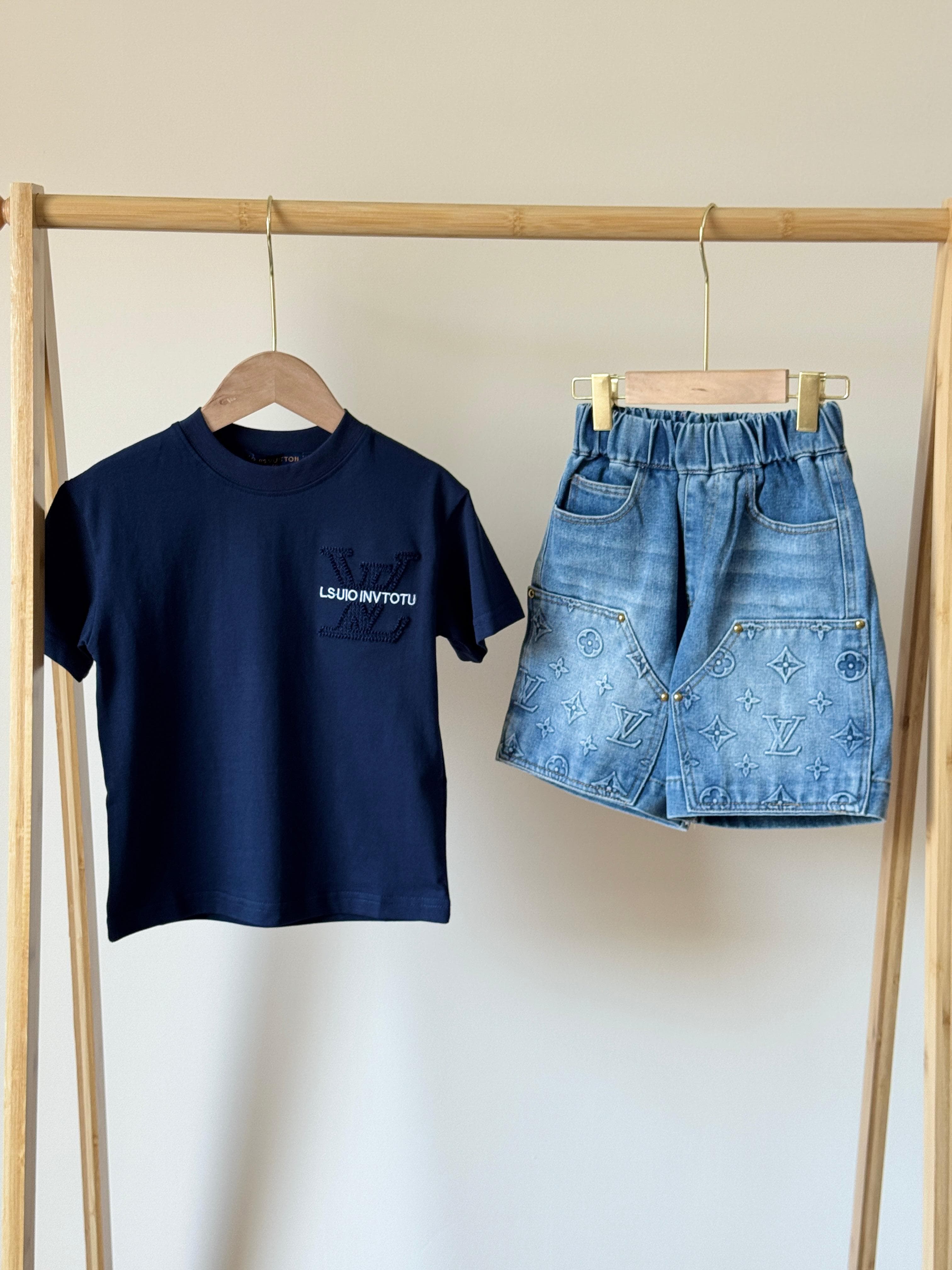 Louis Vuitton Kids Denim Set (T-Shirt & Shorts)