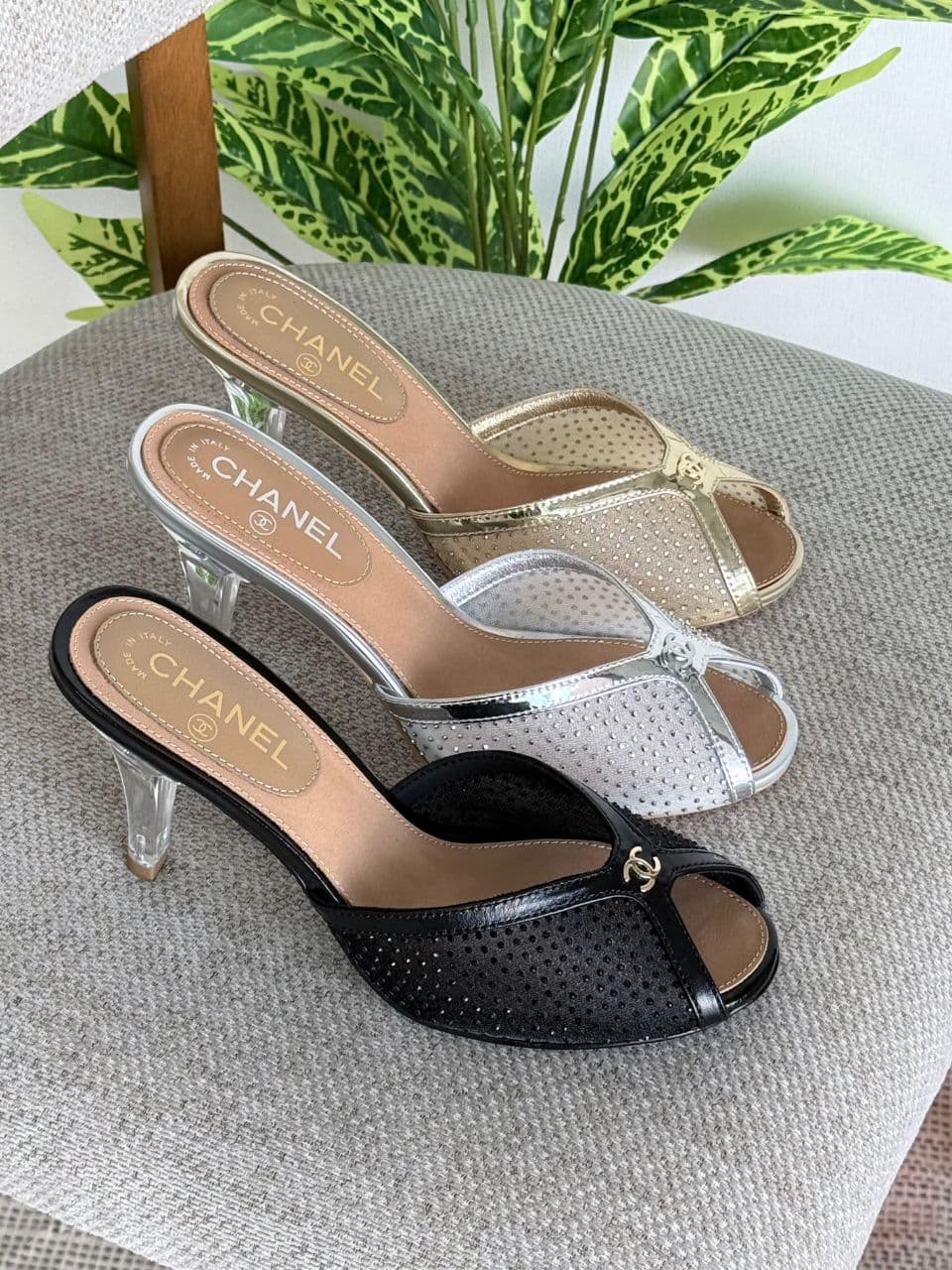 Chanel Perforated Heel Mules with Signature CC Detail