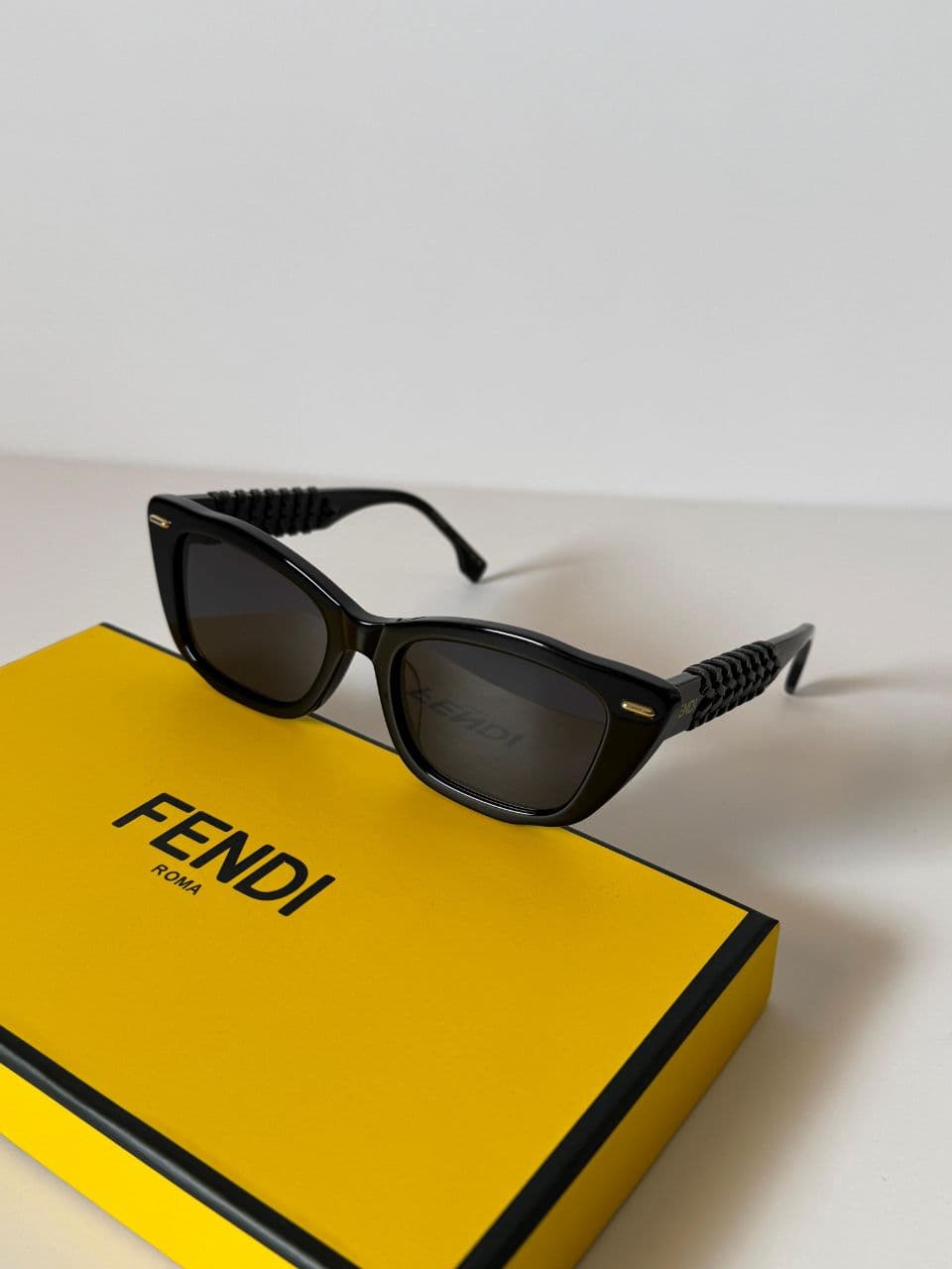 Fendi Braided Temple Sunglasses with Sculpted Acetate Frame